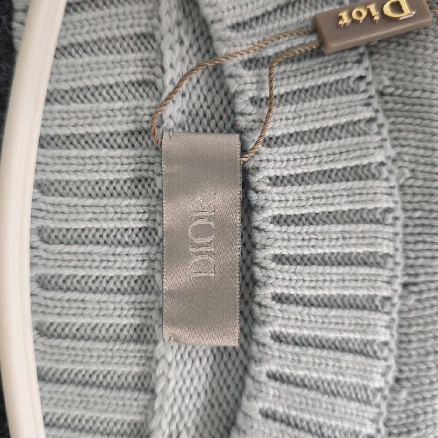 Dior Light Blue Flower Logo Wool Sweater — detail