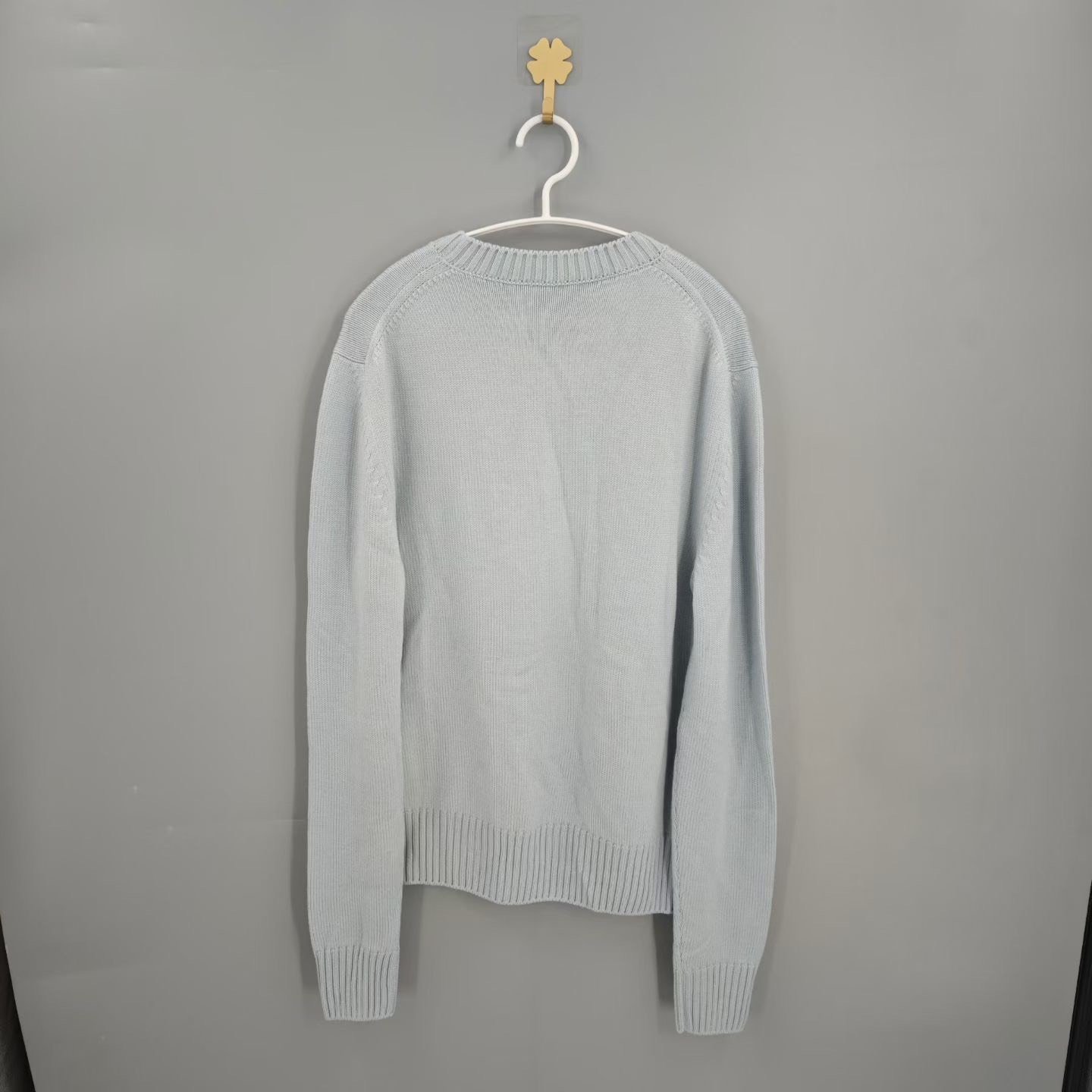 Dior Light Blue Flower Logo Wool Sweater — front