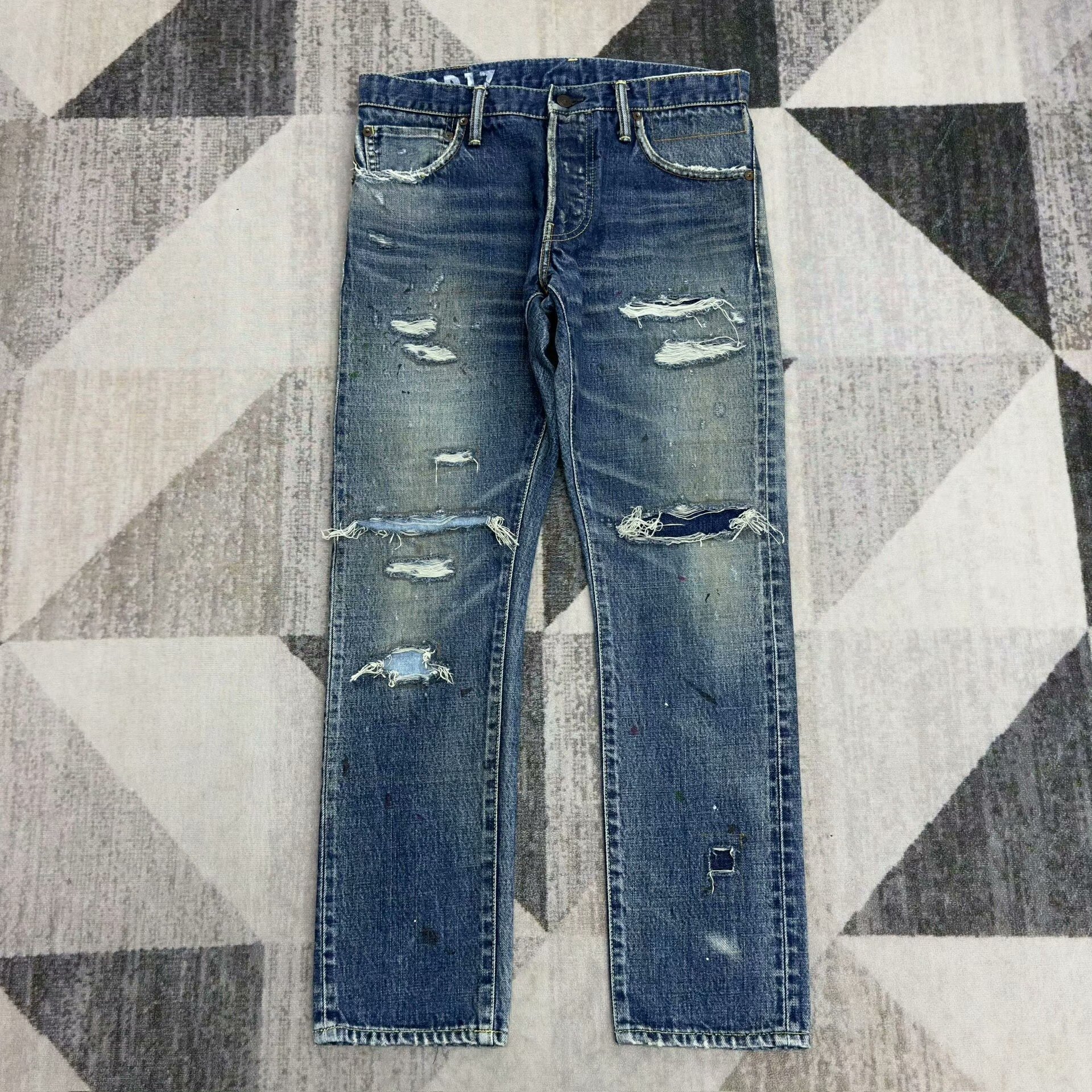 VISVIM 19AW Distressed Blue Jeans