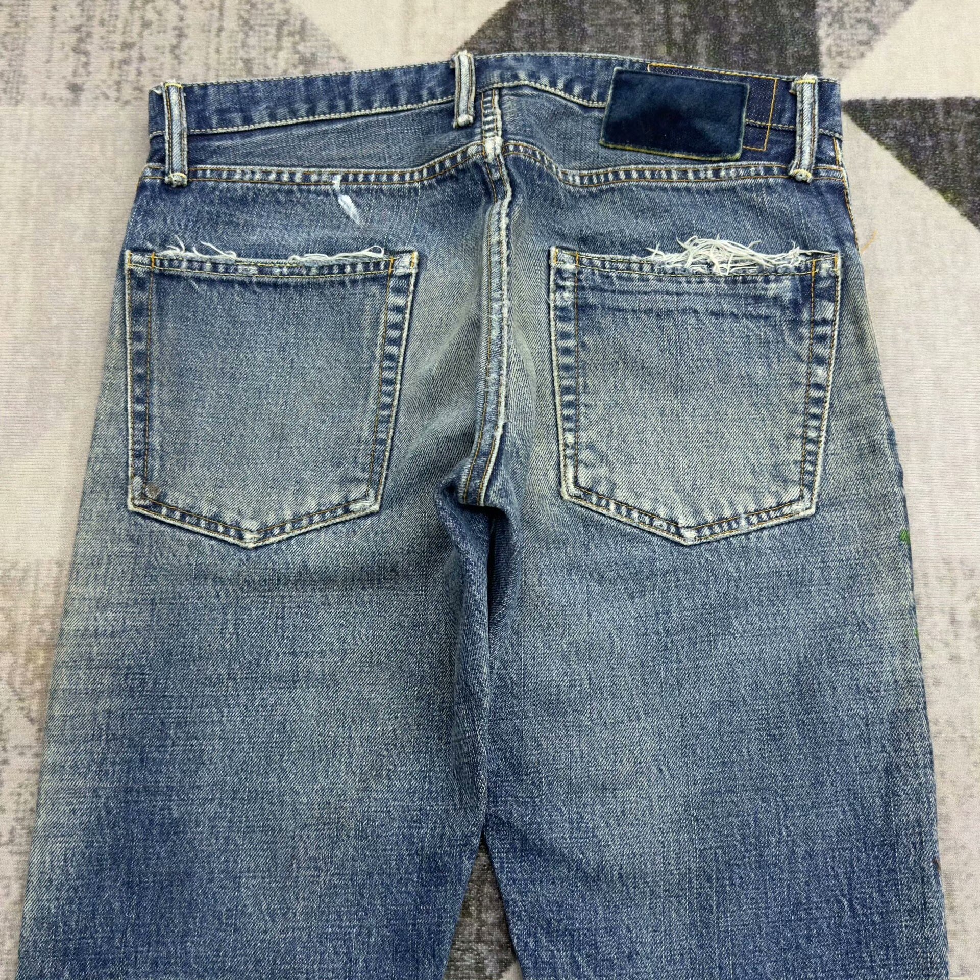 VISVIM 19AW Distressed Blue Jeans — back
