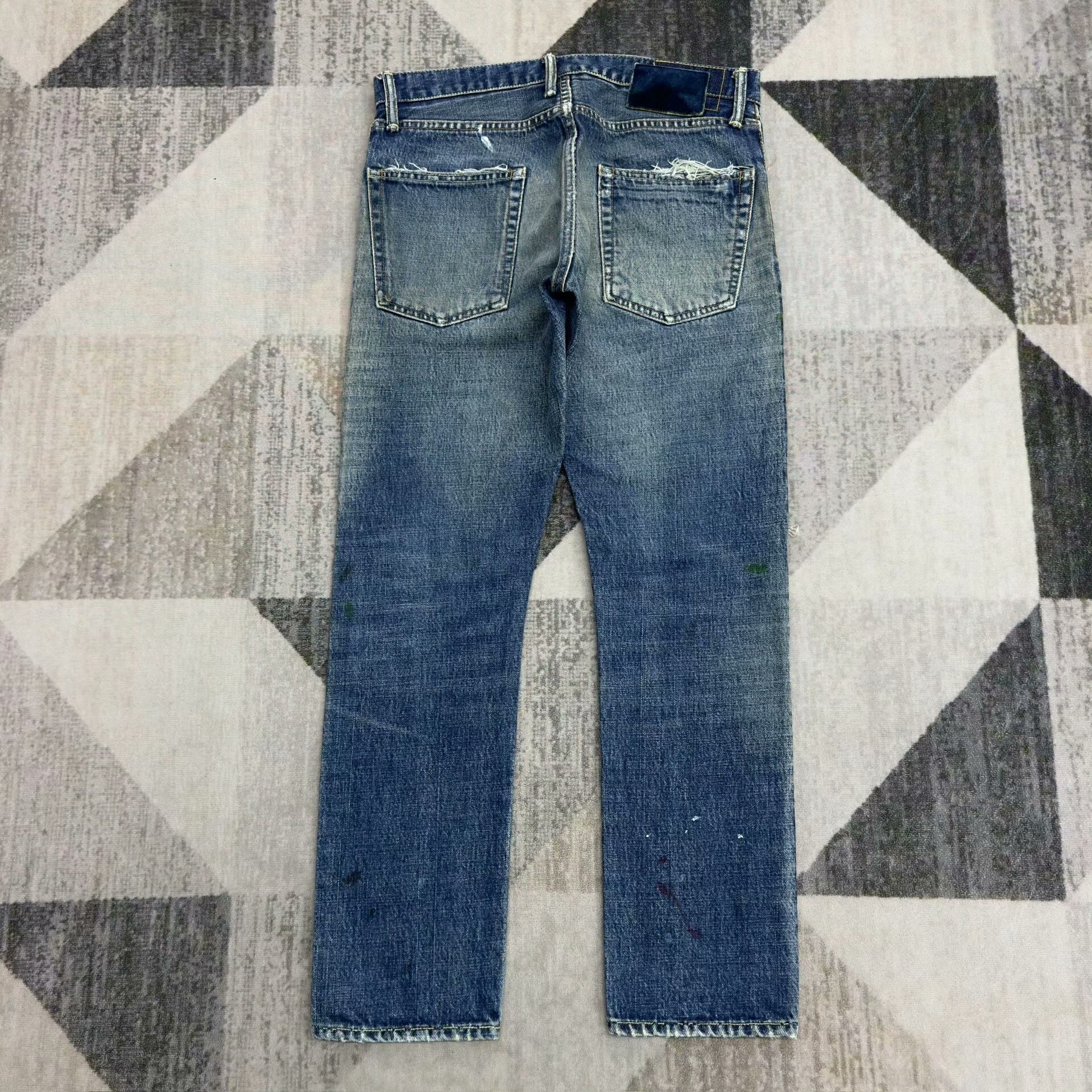 VISVIM 19AW Distressed Blue Jeans — front