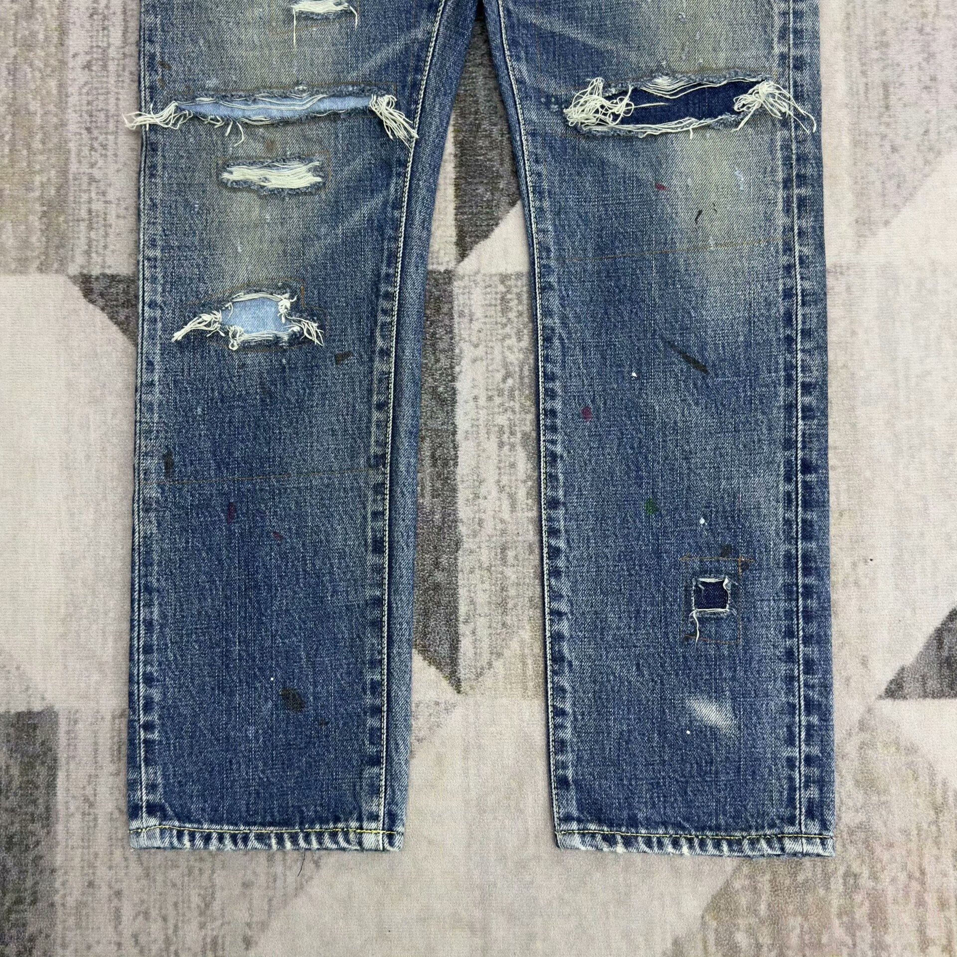 VISVIM 19AW Distressed Blue Jeans — label