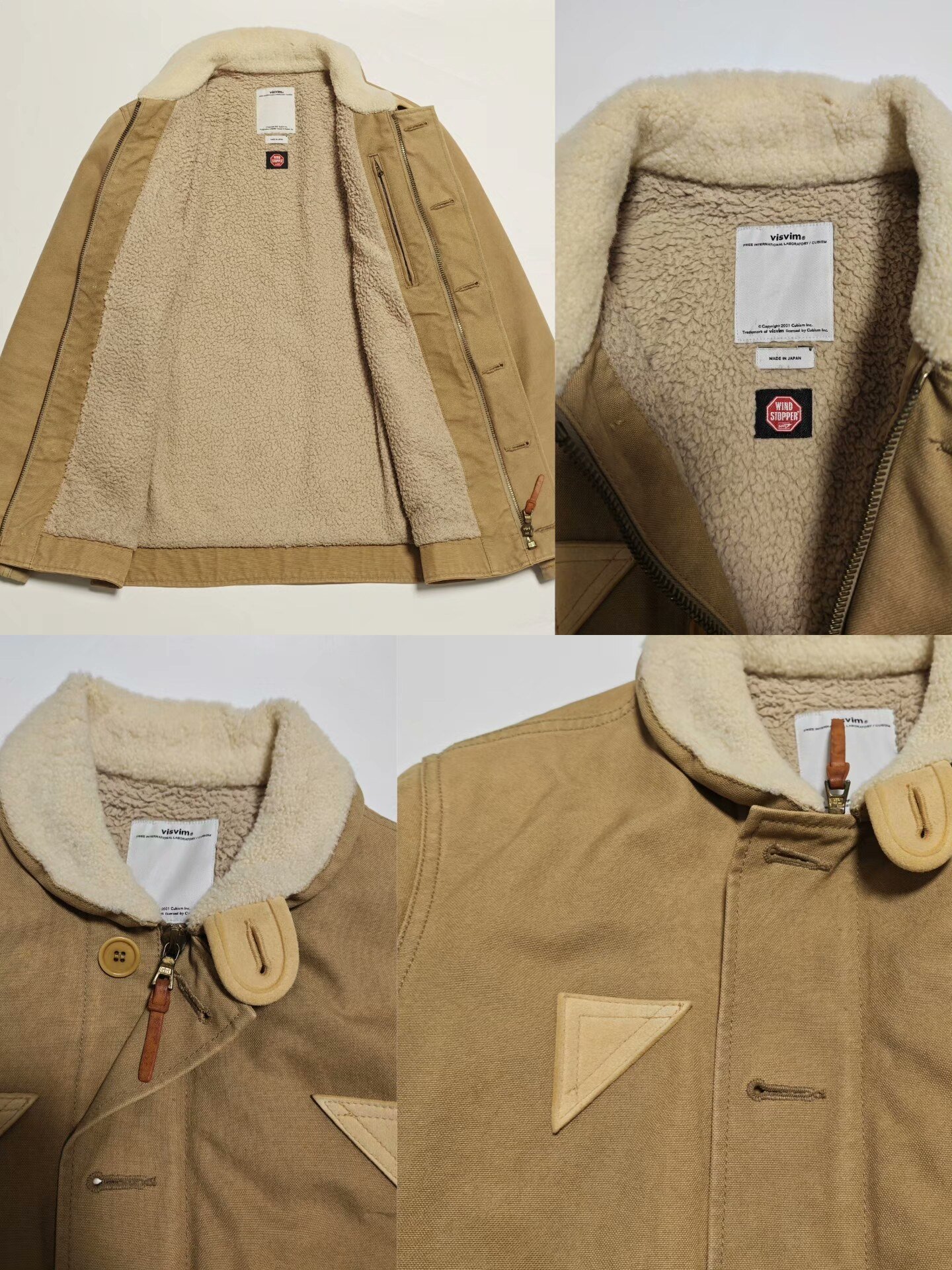 Visvim Shearling Collar Canvas Jacket — detail