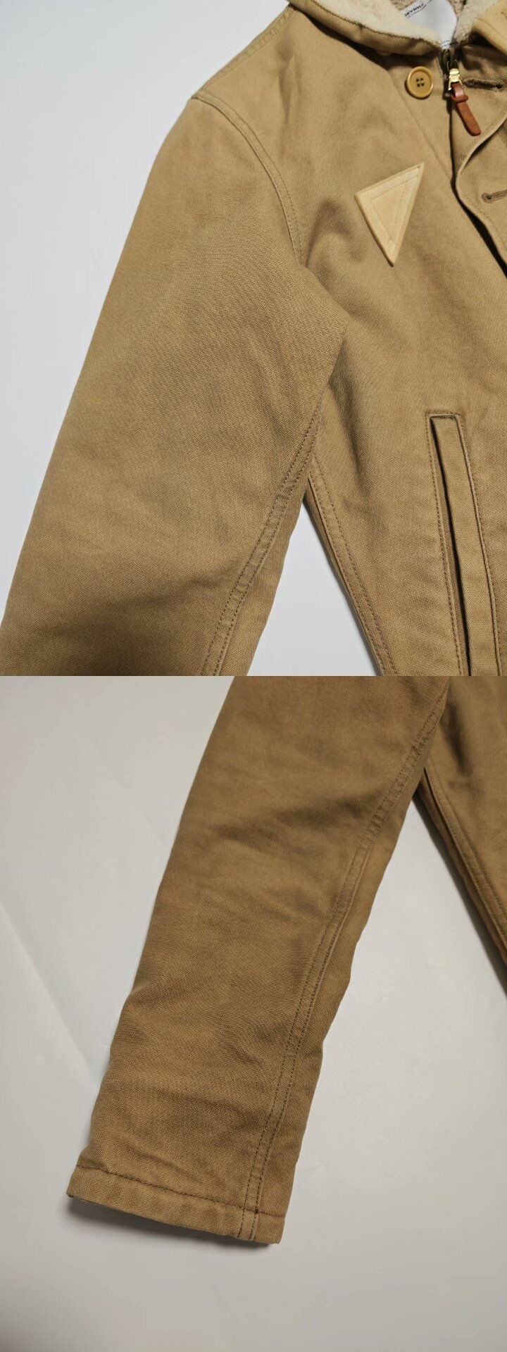 Visvim Shearling Collar Canvas Jacket — label
