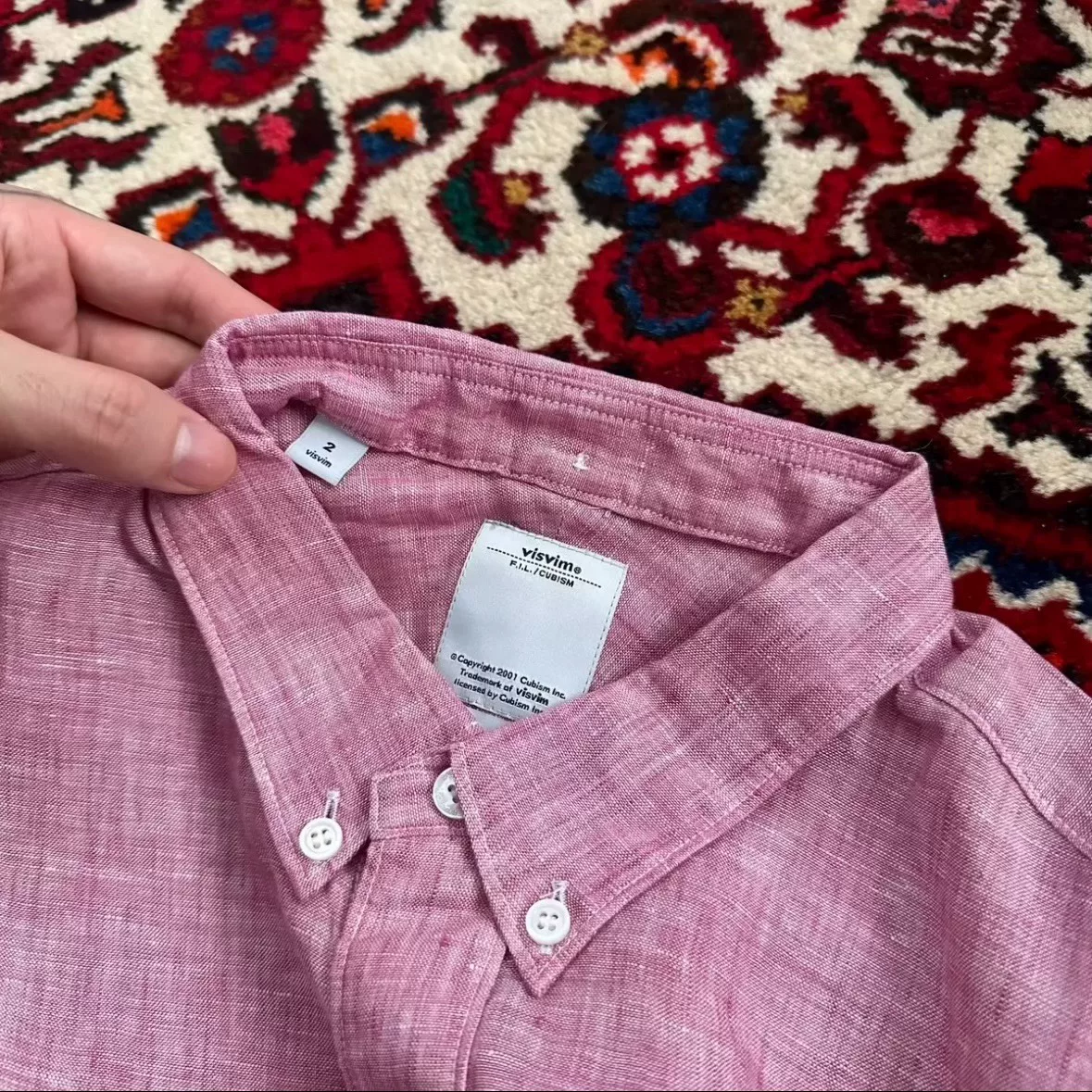 visvim 12ss ALBACORE Pink Shirt — label