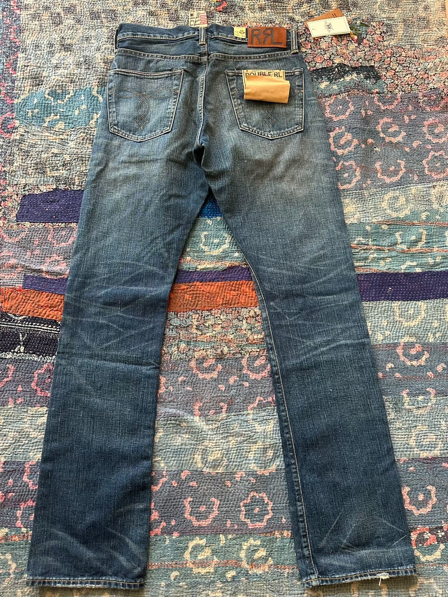 RRL Slim Boot Cut Distressed Jeans — front