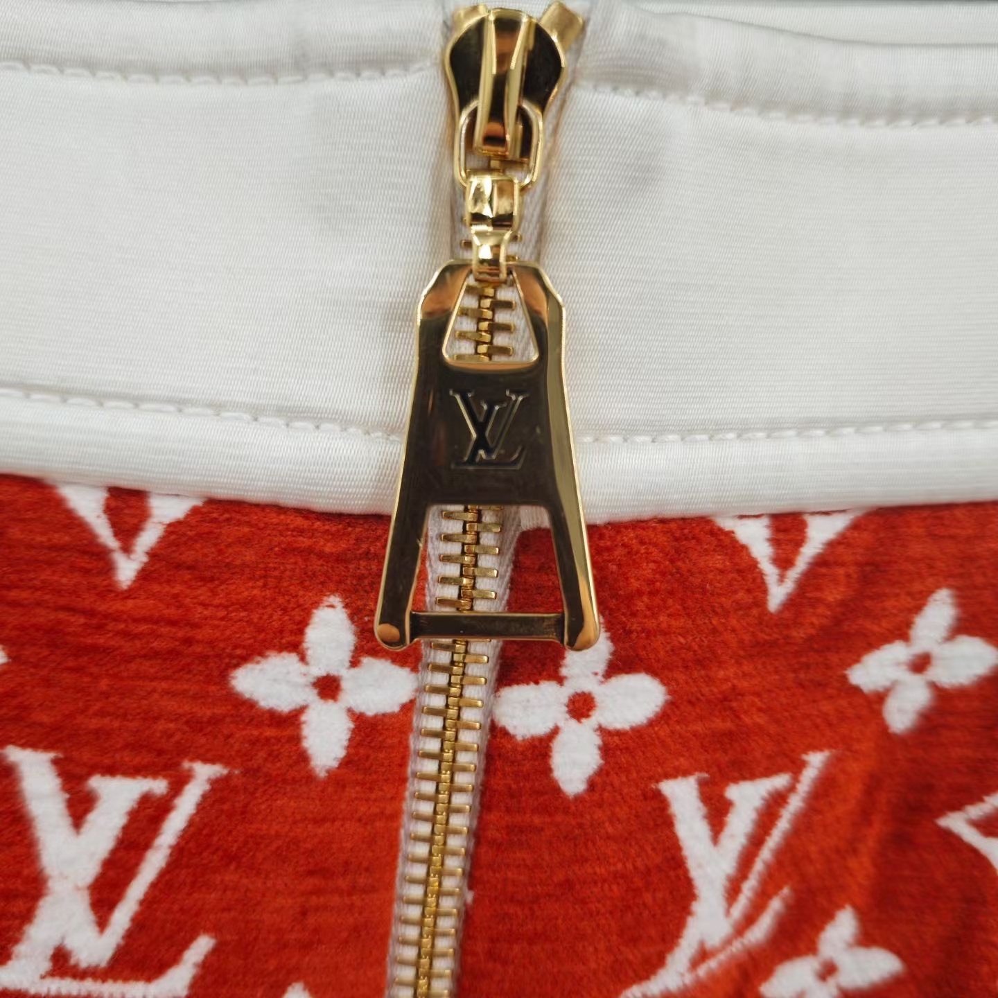 Louis Vuitton Red Monogram Print Skirt — back