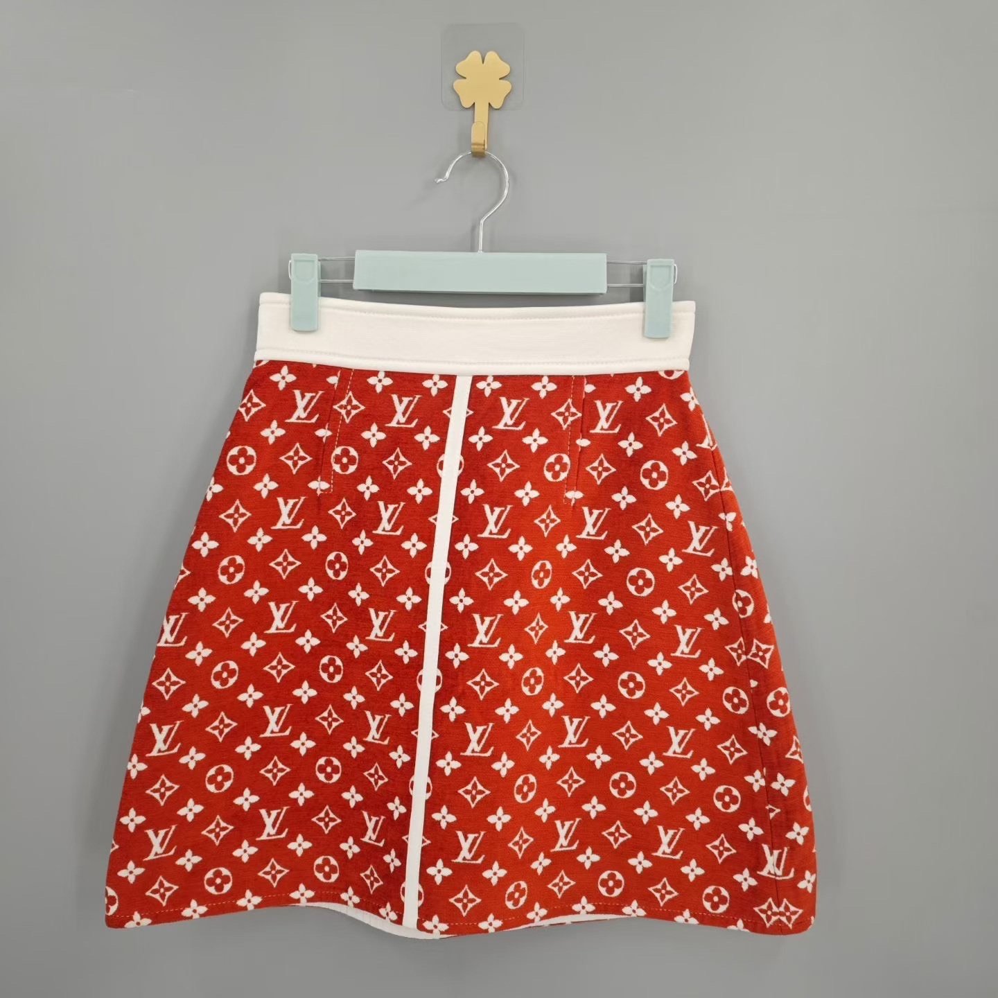 Louis Vuitton Red Monogram Print Skirt
