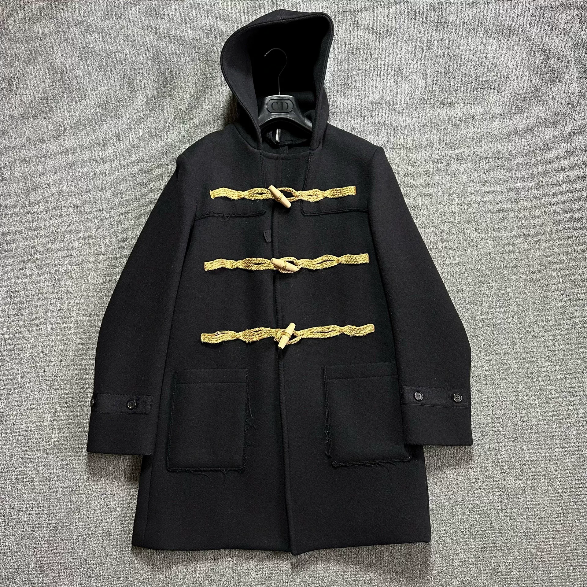 Dior Homme Black Horn Button Hooded Coat