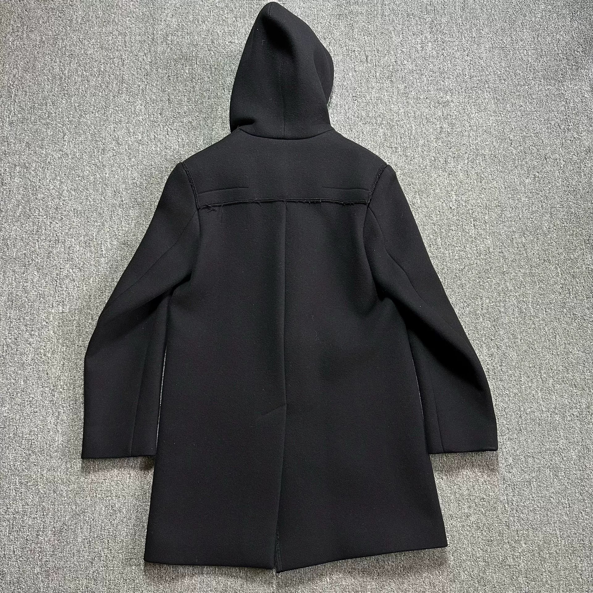 Dior Homme Black Horn Button Hooded Coat — back