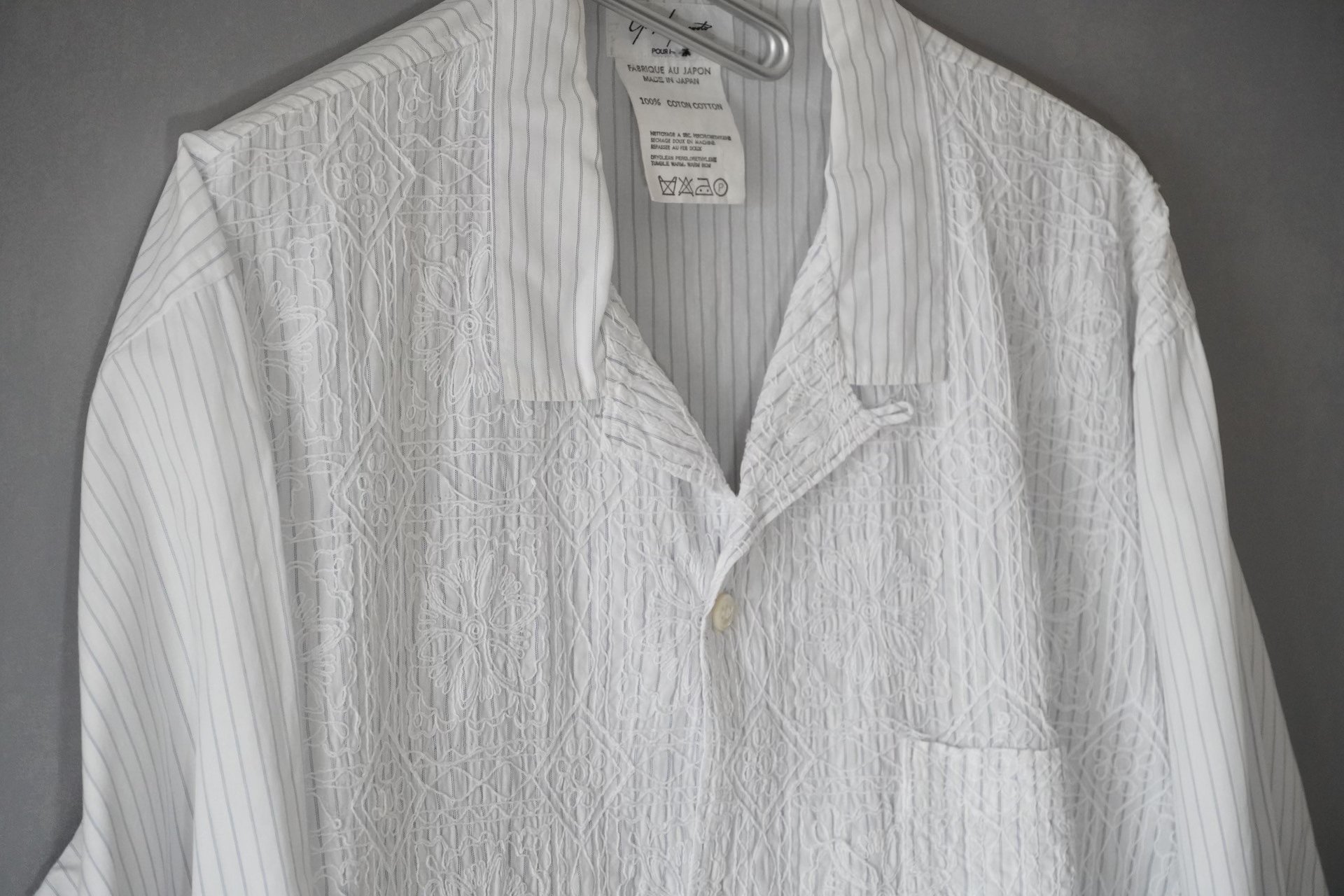 Yohji Yamamoto 80SS Embroidered Stripe Shirt — front