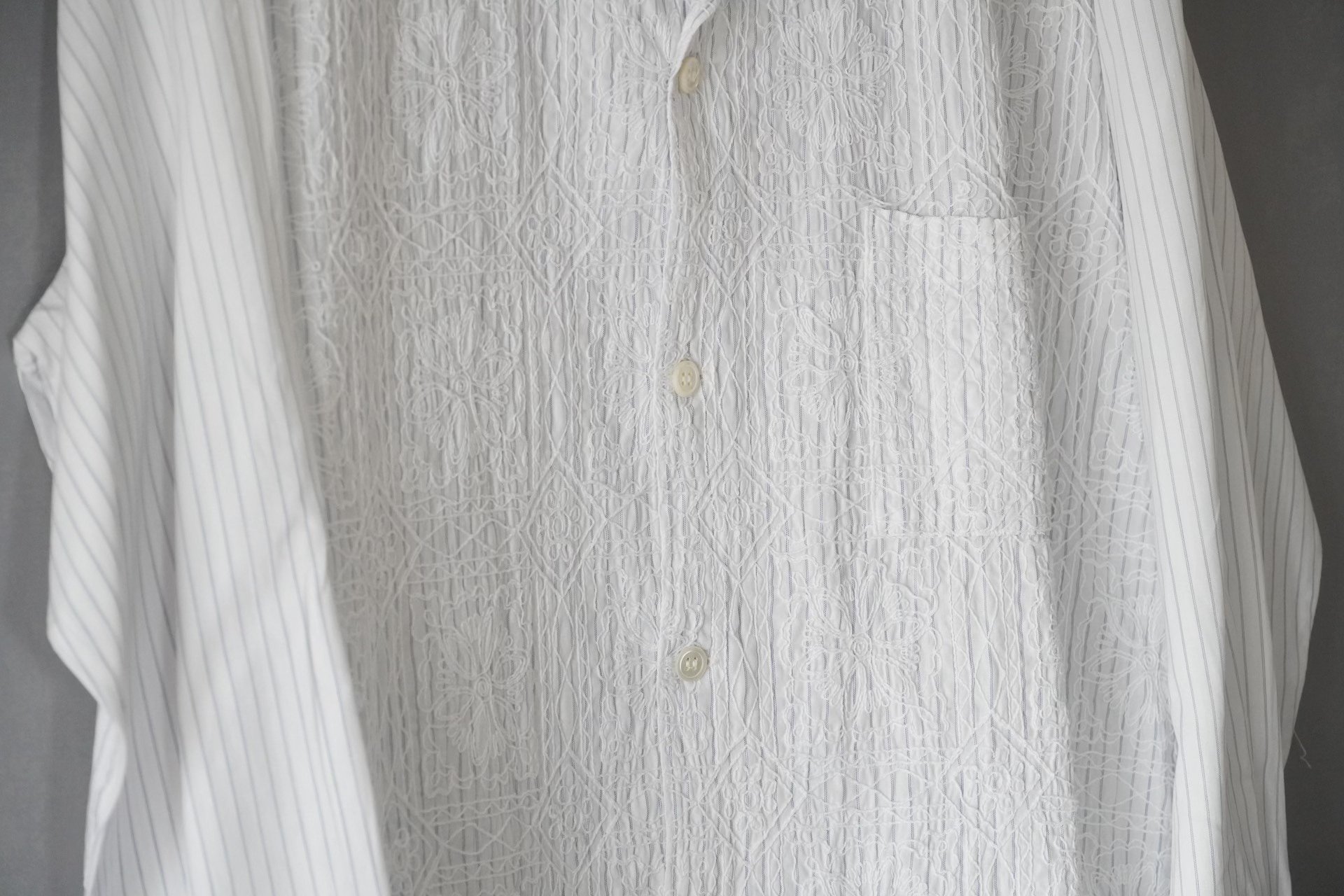 Yohji Yamamoto 80SS Embroidered Stripe Shirt — detail