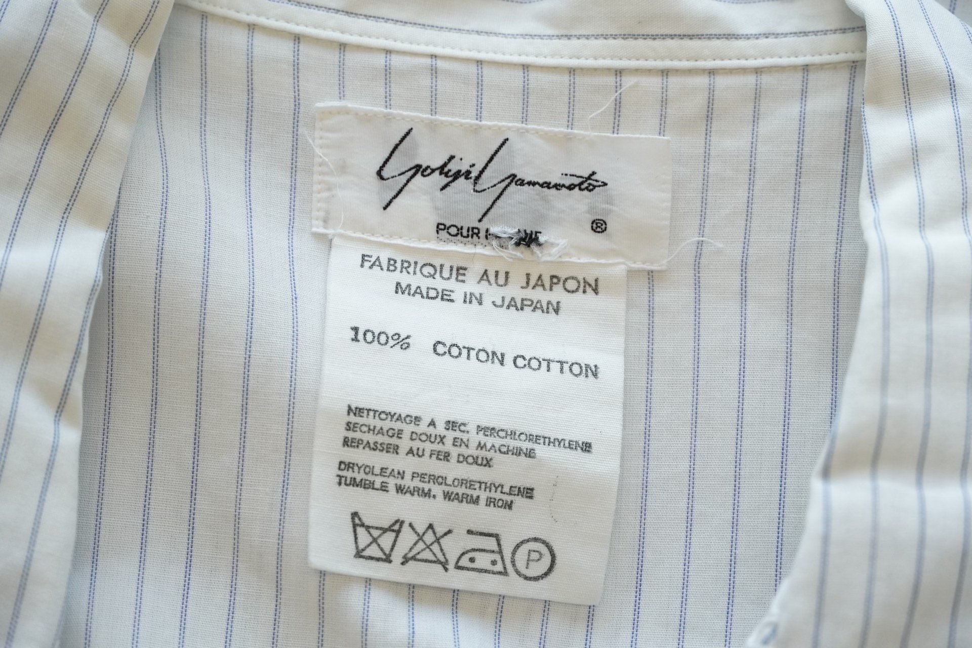 Yohji Yamamoto 80SS Embroidered Stripe Shirt — back