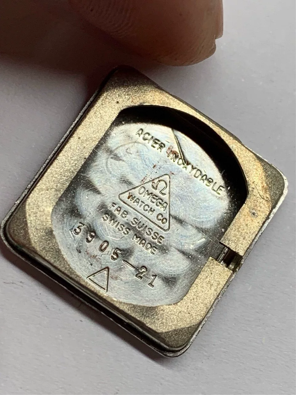Omega Vintage Small Square Watch — label
