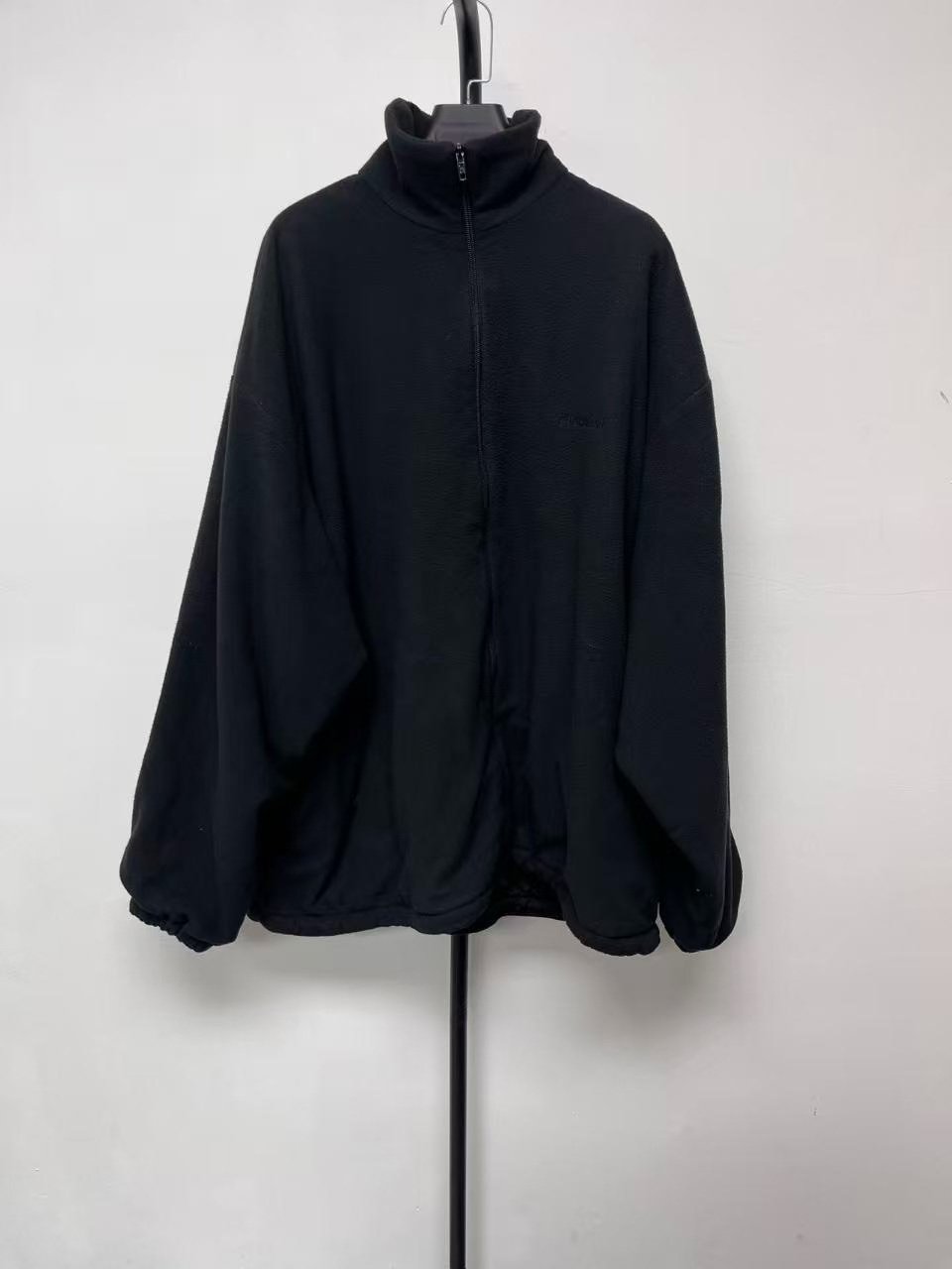 Balenciaga Black High Neck Zip Loose Jacket — front