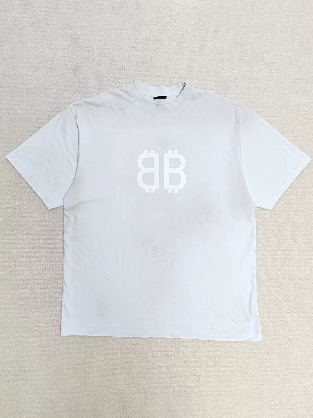 Balenciaga 23FW Mud-Dyed Bitcoin Distressed T-Shirt