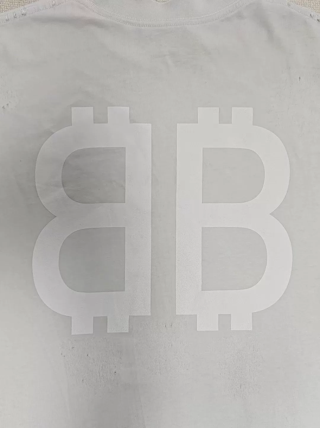 Balenciaga 23FW Mud-Dyed Bitcoin Distressed T-Shirt — back