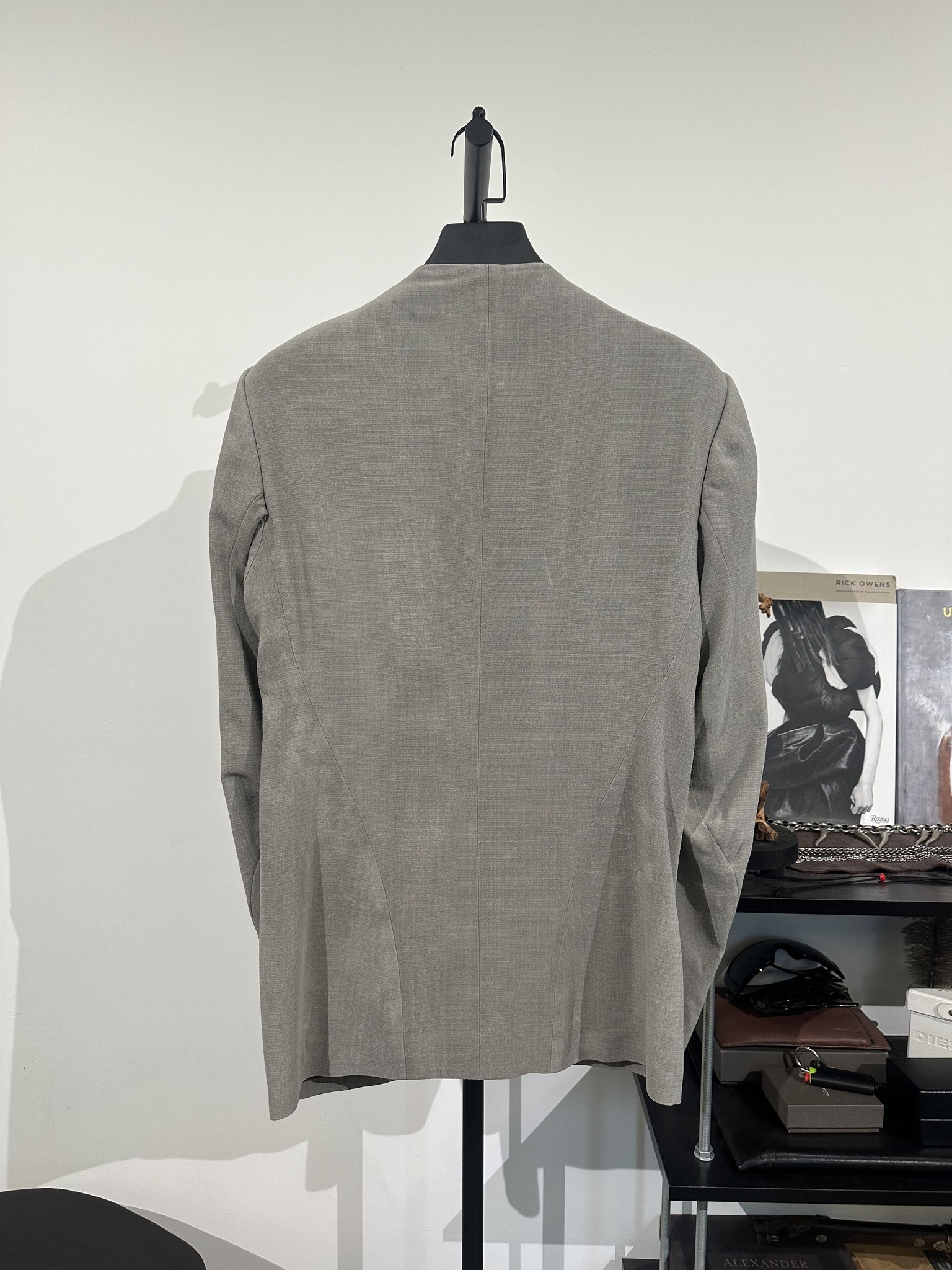 ZARA Gray Collarless Suit Jacket — front