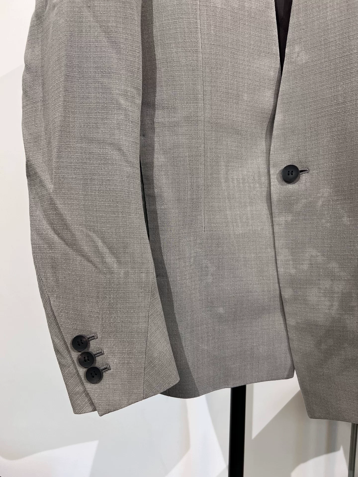 ZARA Gray Collarless Suit Jacket — detail