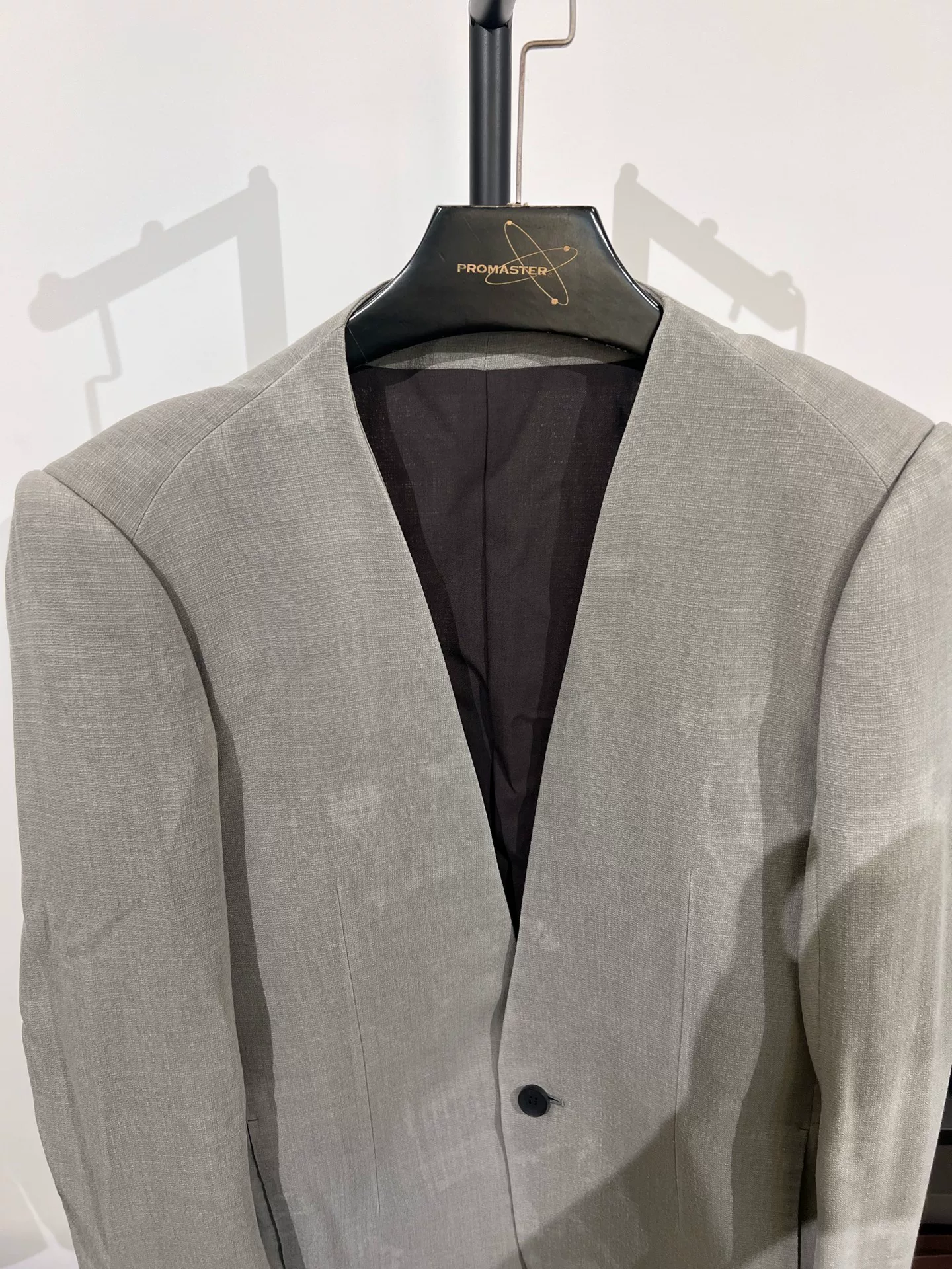 ZARA Gray Collarless Suit Jacket — back