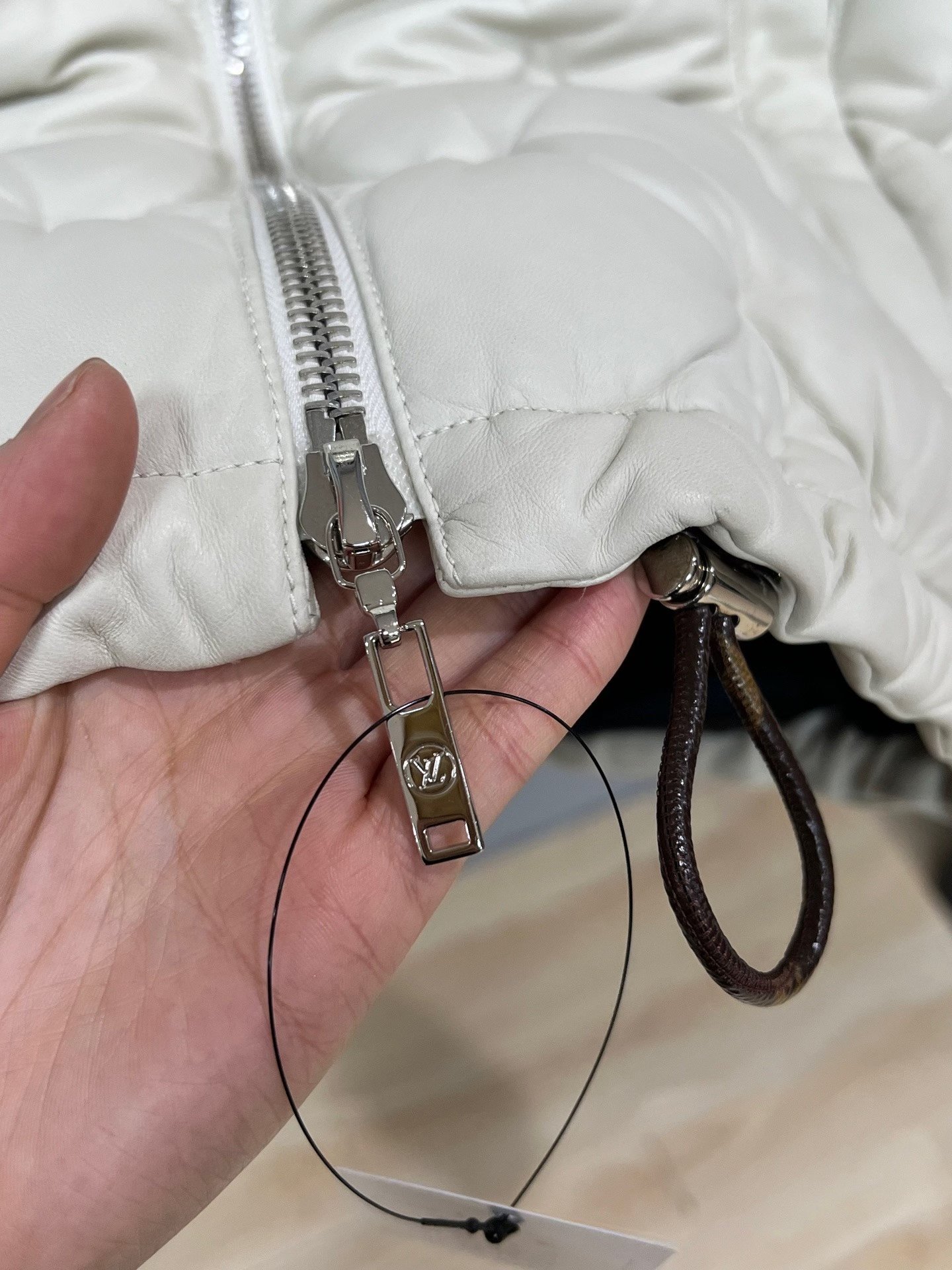 Louis Vuitton White Embossed Lambskin Down Jacket — back