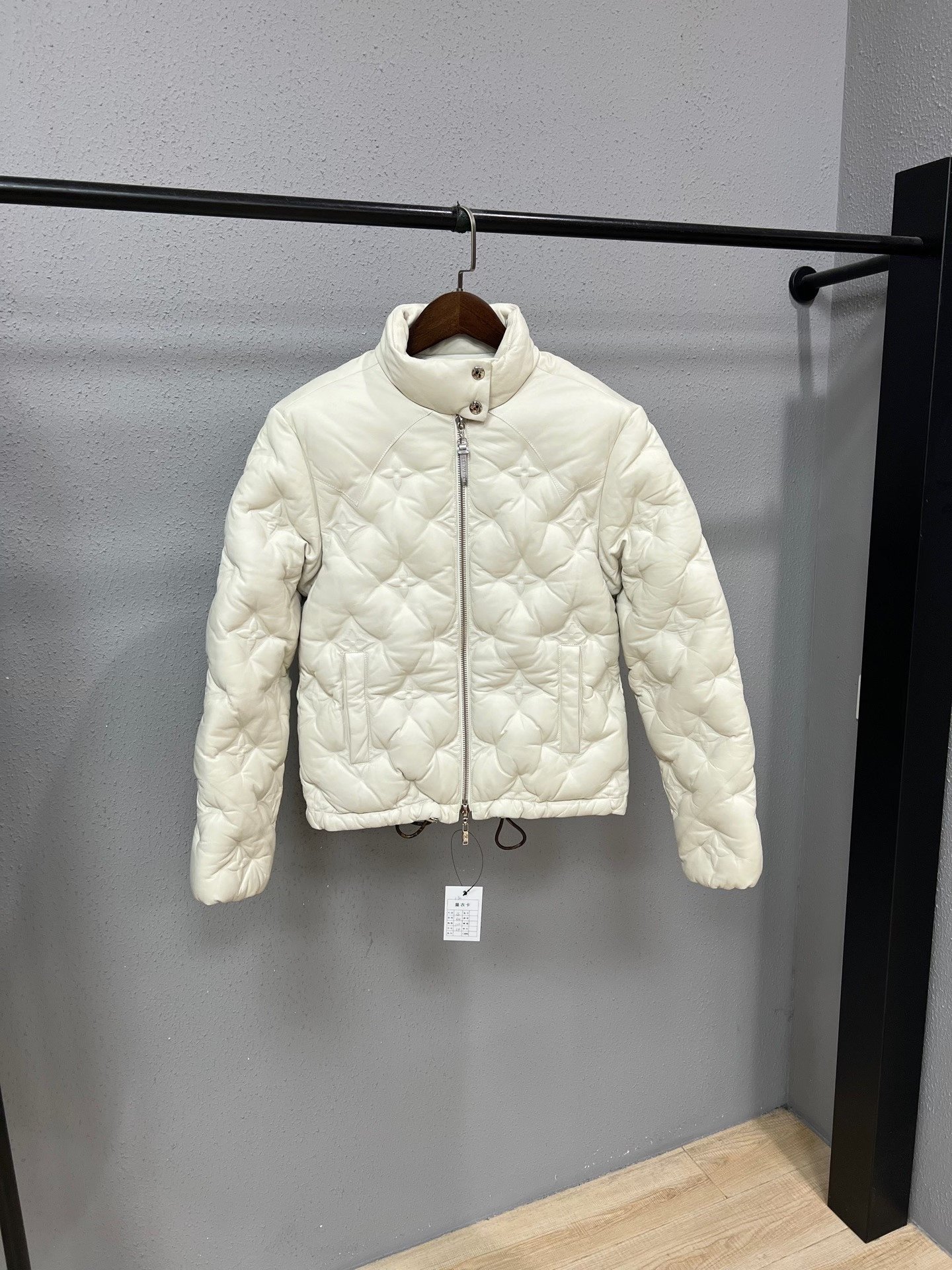 Louis Vuitton White Embossed Lambskin Down Jacket