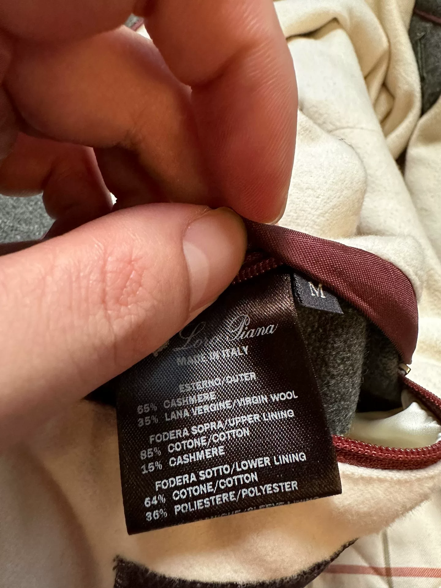 Loro Piana Cashmere Wool Coat — label