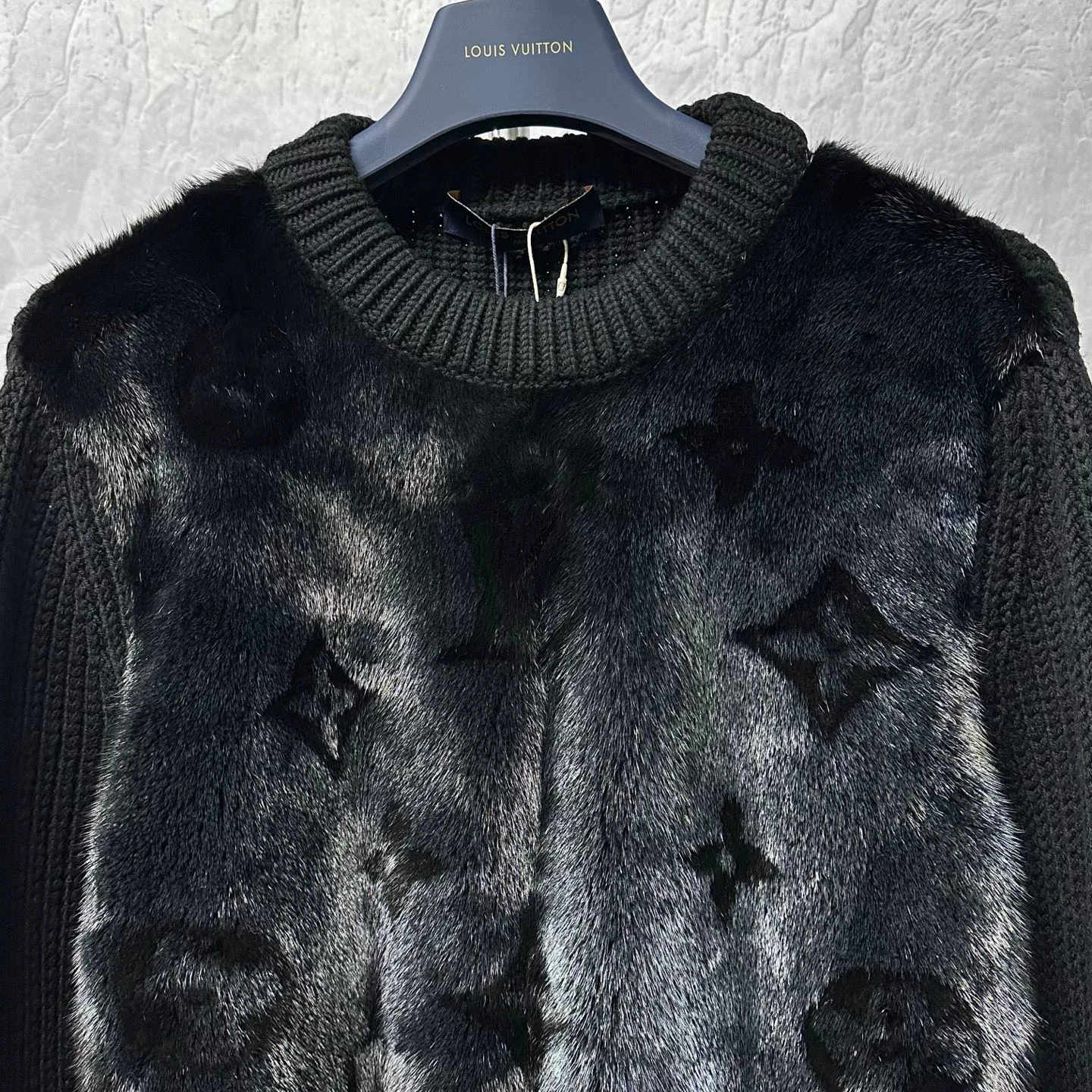 Louis Vuitton Black Fur Panel Sweater — detail