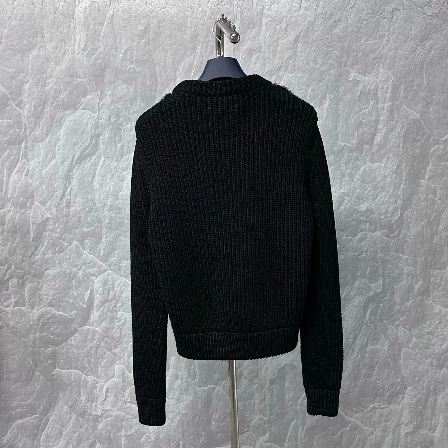 Louis Vuitton Black Fur Panel Sweater — back