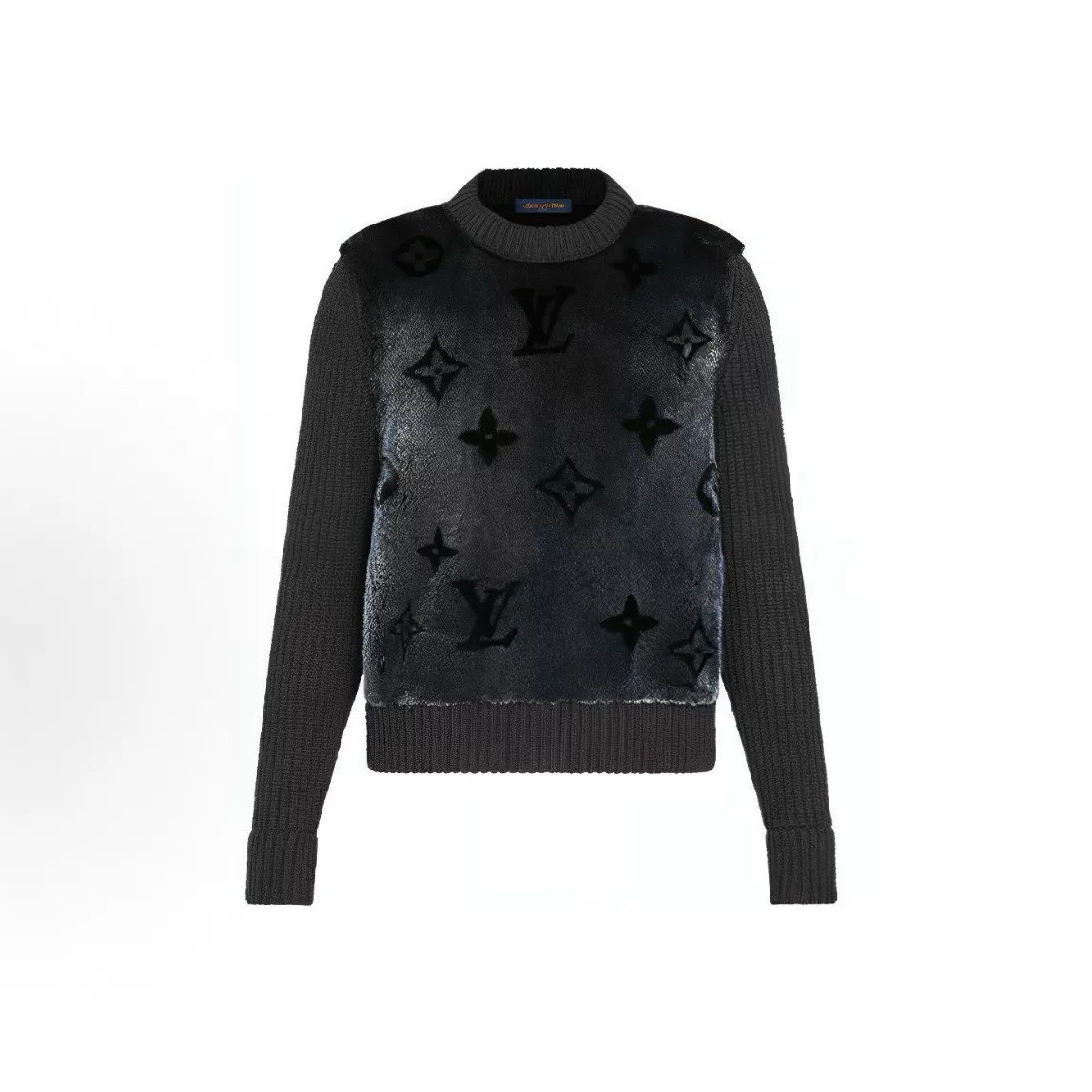 Louis Vuitton Black Fur Panel Sweater