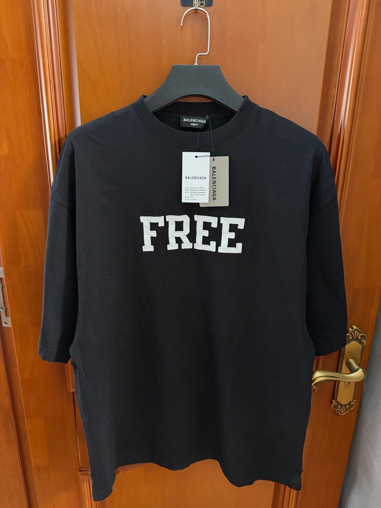 Balenciaga Black FREE Letter Short-Sleeve T-Shirt