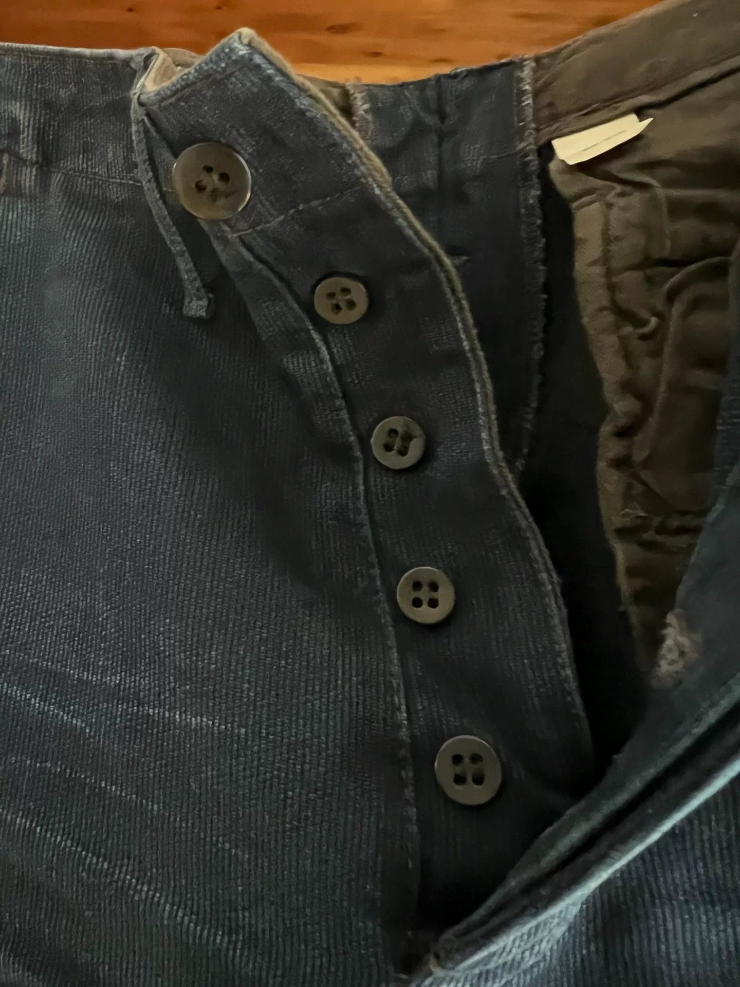 RRL Double RL Distressed Corduroy Officer Pants — label