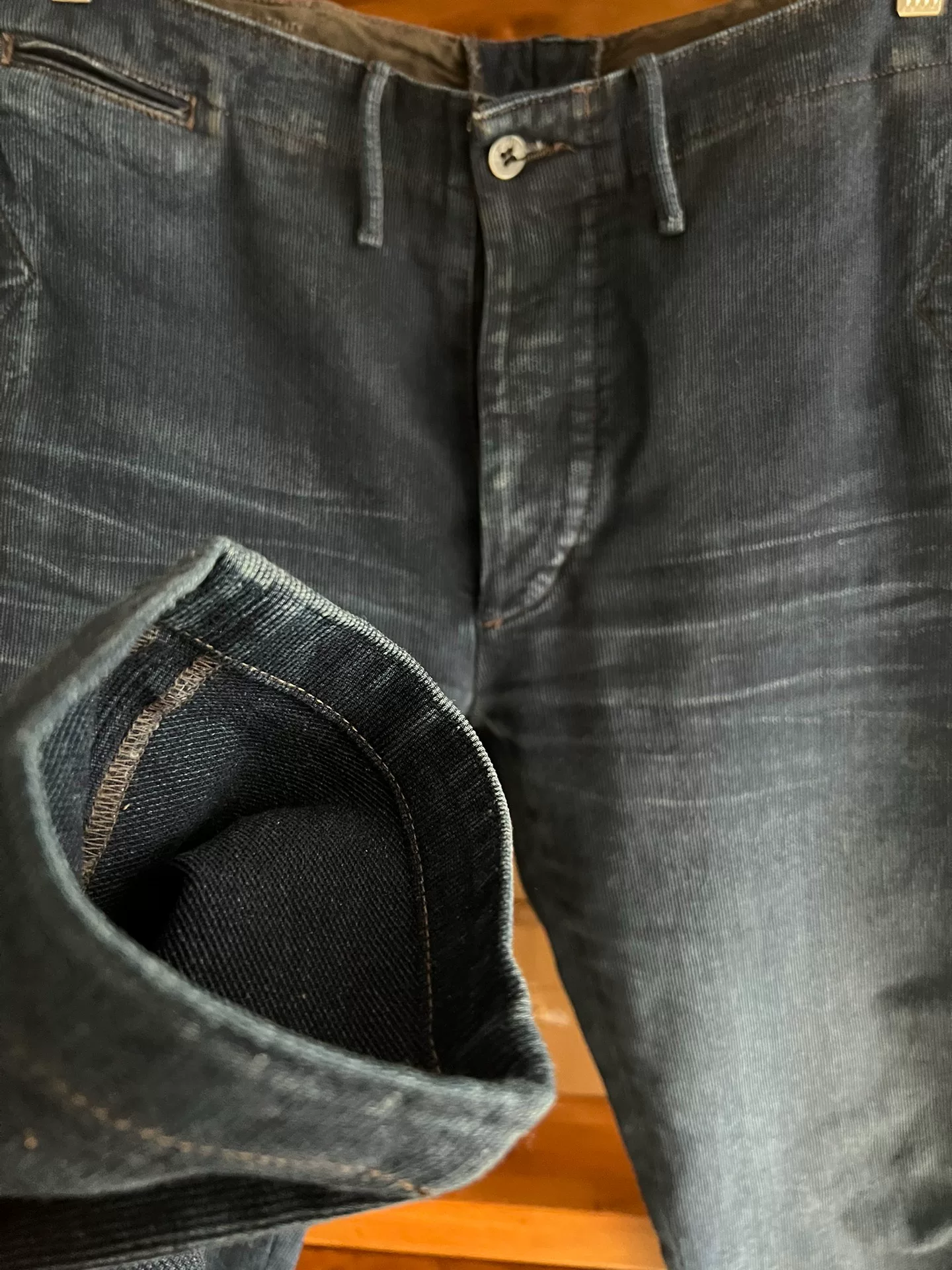 RRL Double RL Distressed Corduroy Officer Pants — back