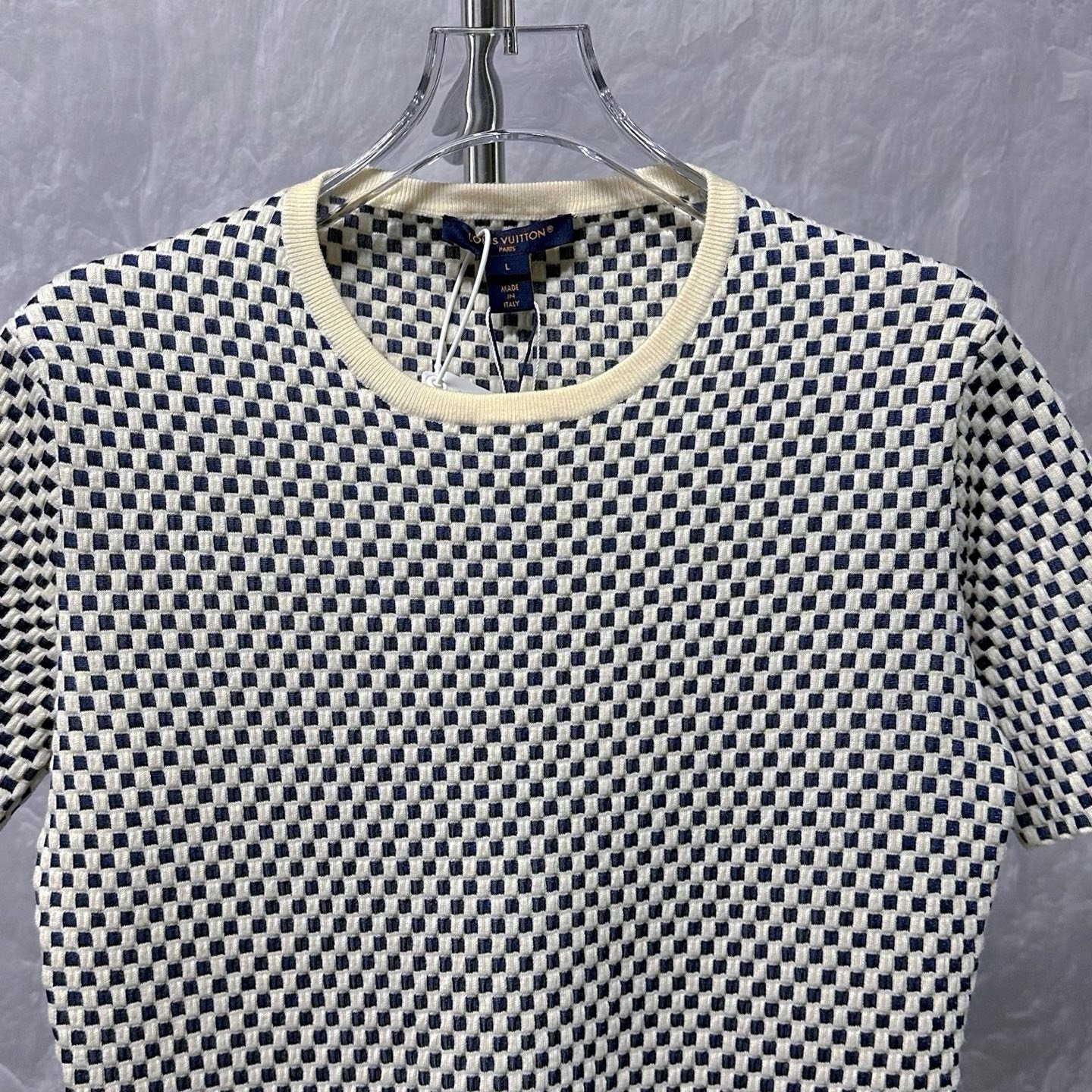 Louis Vuitton SS24 Damier Knit Wool Short Sleeve L — front