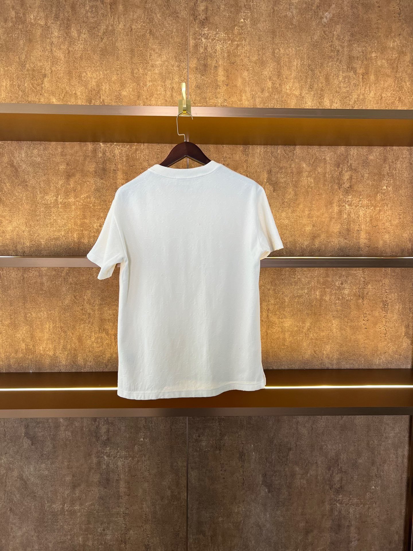 Louis Vuitton White Embossed Print Pocket Tee — front