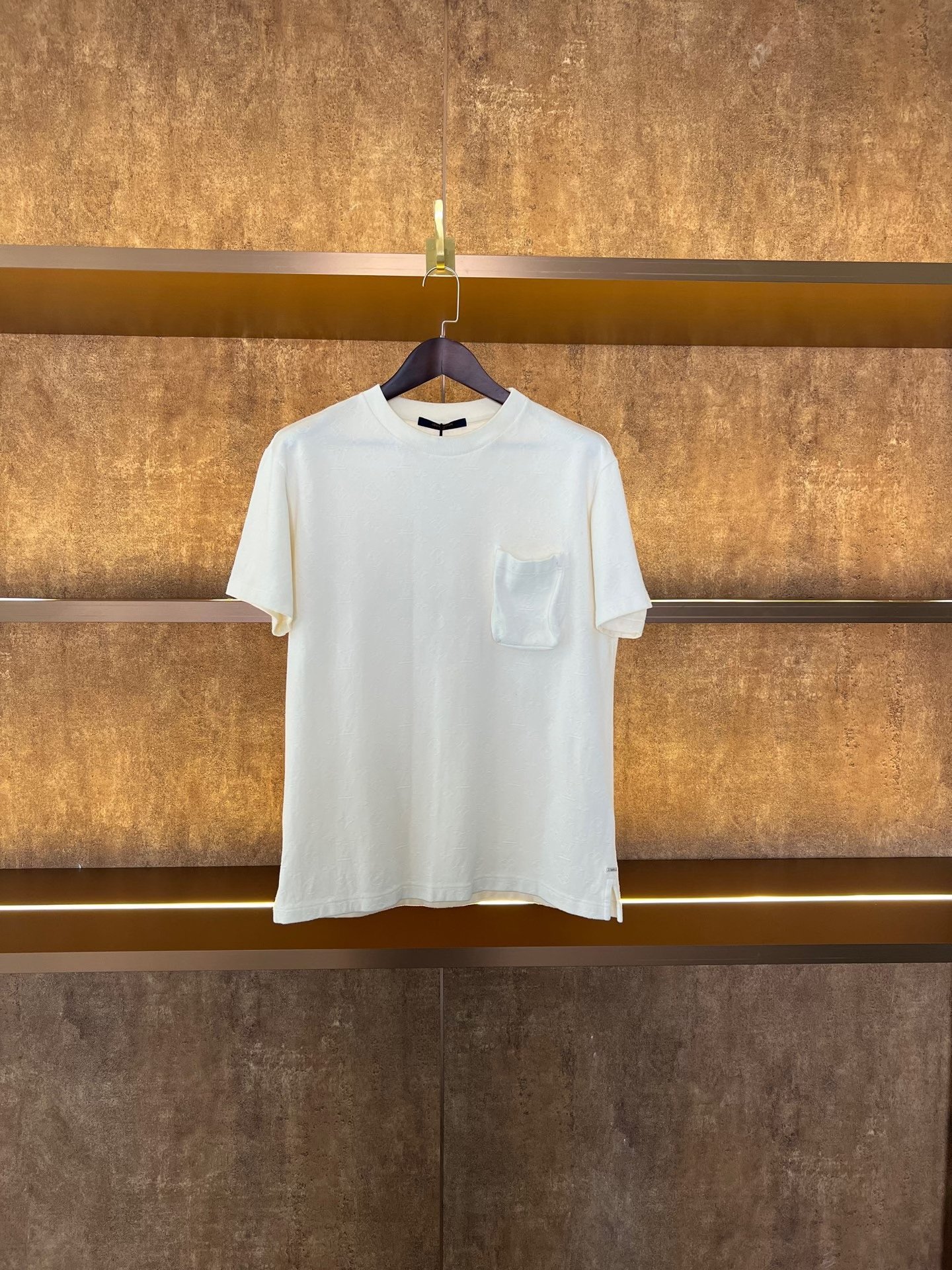 Louis Vuitton White Embossed Print Pocket Tee