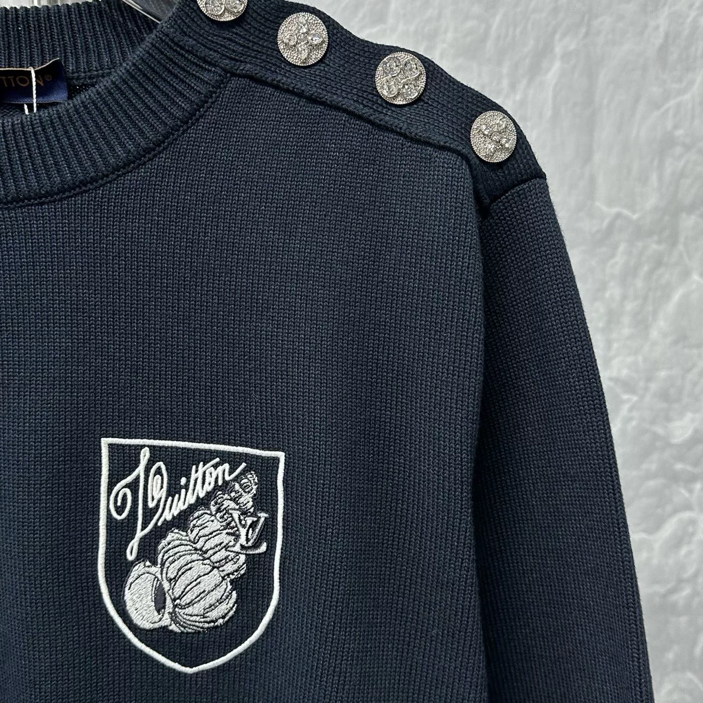 Louis Vuitton FW24 Conch Rhinestone Sweater — detail