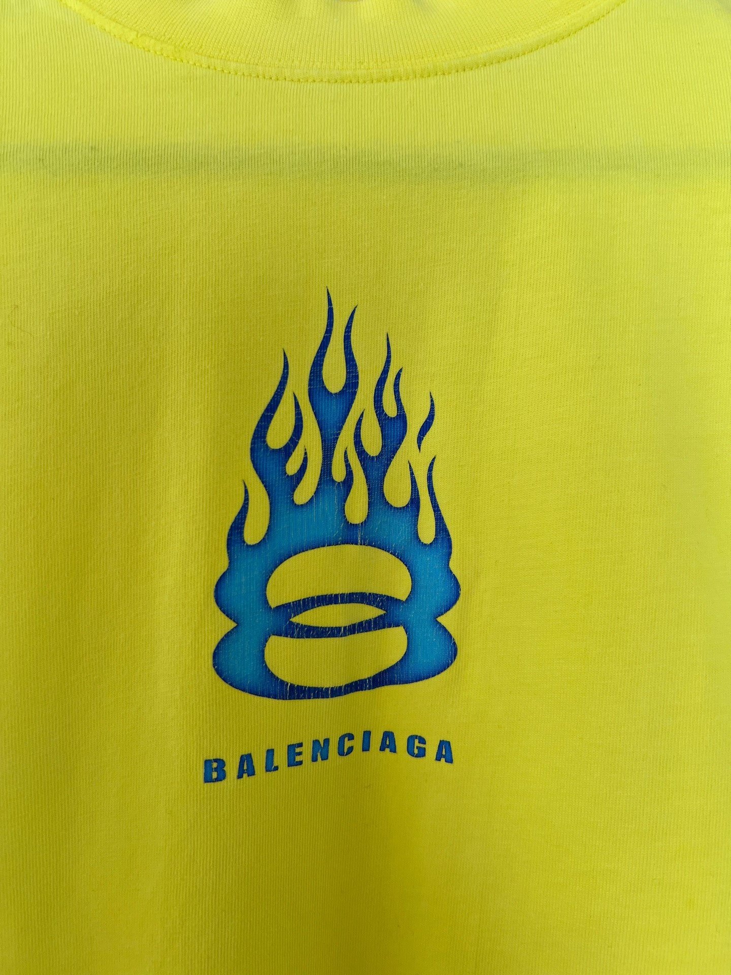 Balenciaga Yellow Flame Short-Sleeve Shirt — detail