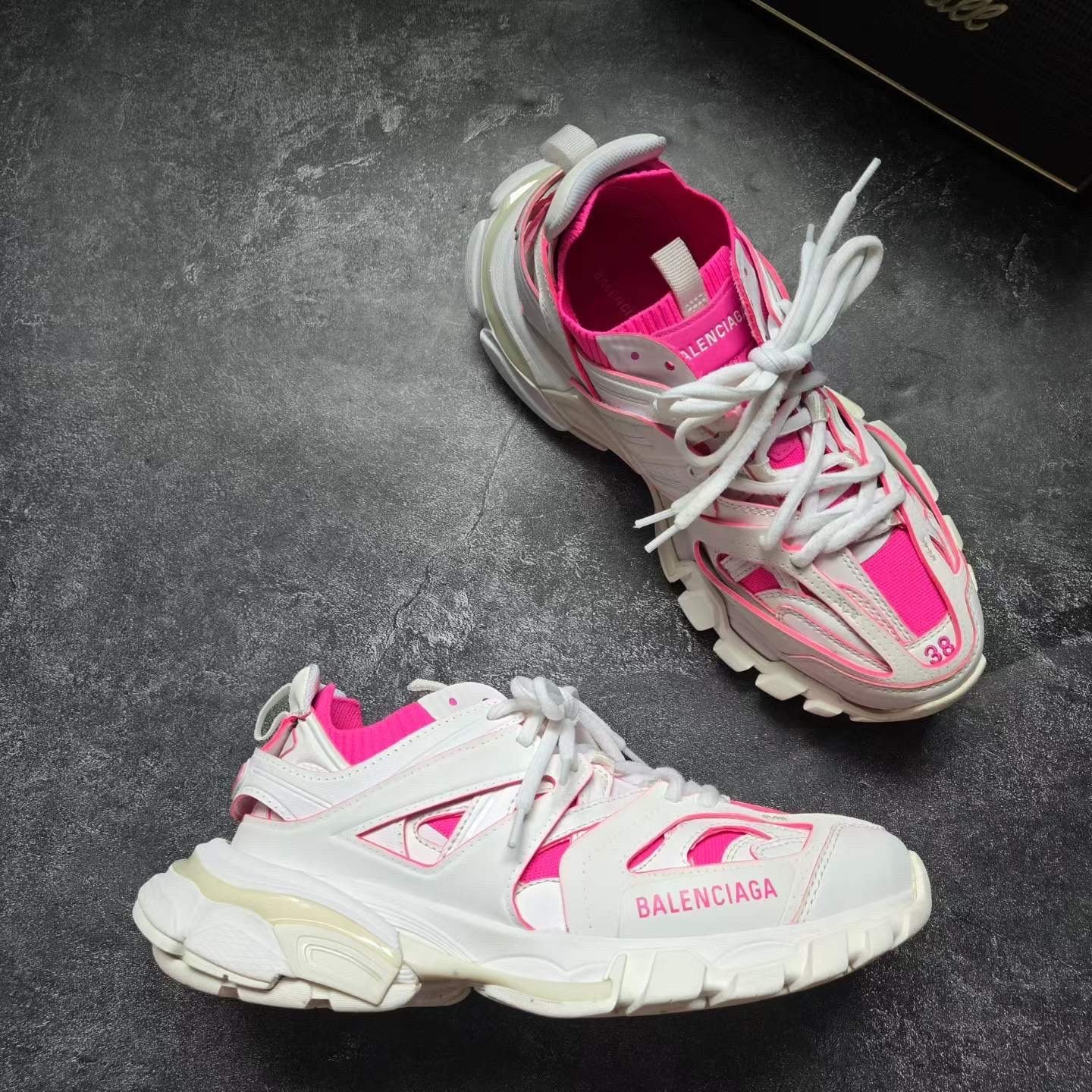 Balenciaga Track White Pink Sneakers — label