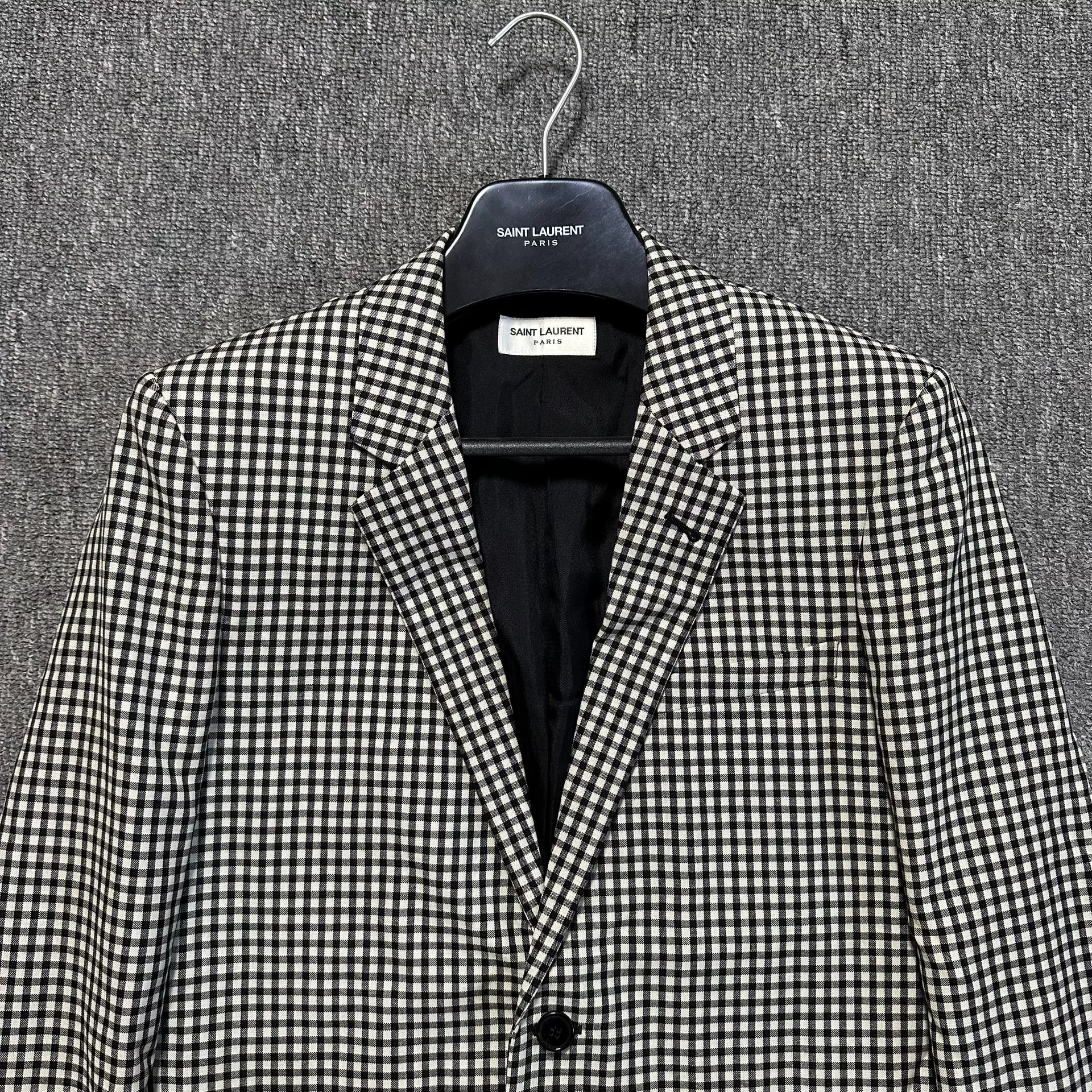 Saint Laurent Black White Checkered Blazer — detail