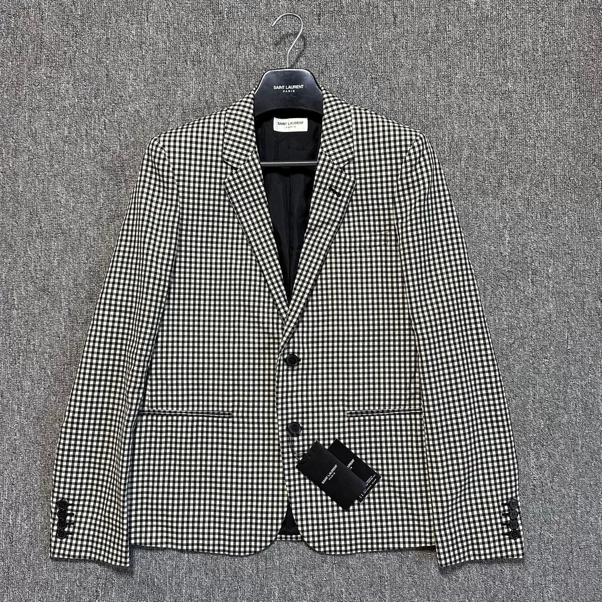 Saint Laurent Black White Checkered Blazer