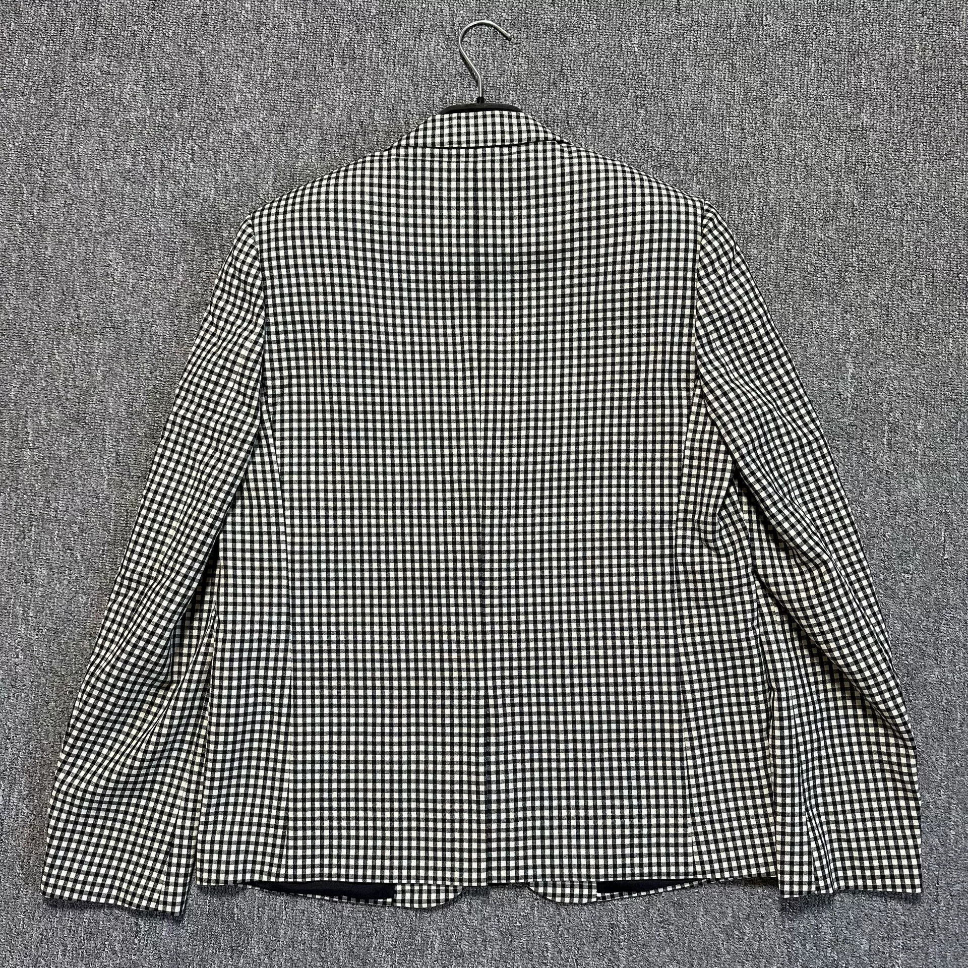 Saint Laurent Black White Checkered Blazer — label
