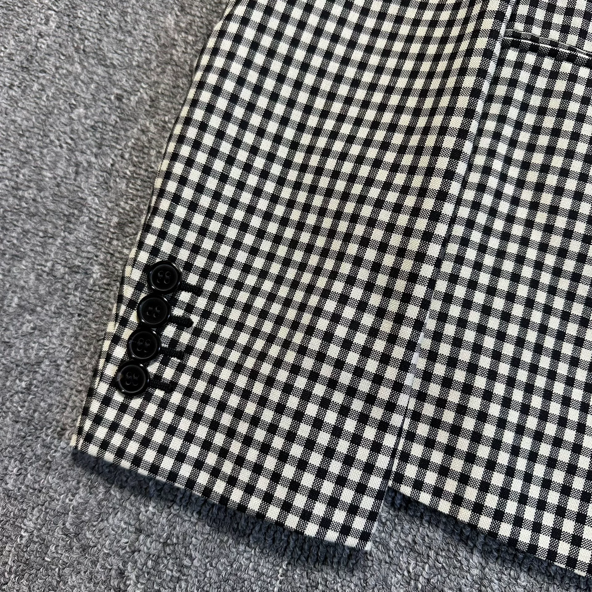 Saint Laurent Black White Checkered Blazer — front