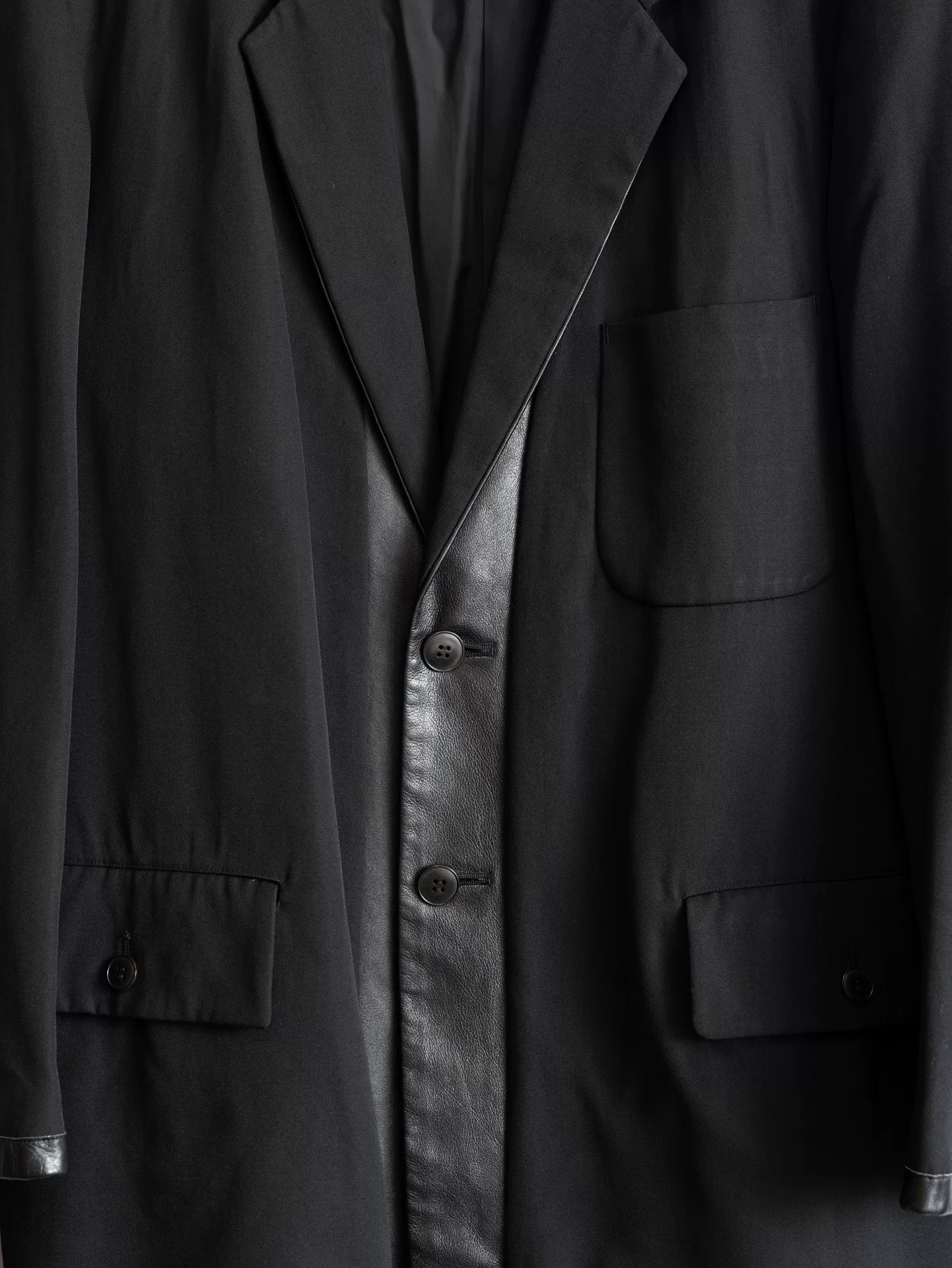 Yohji Yamamoto 96AW Patchwork Wool Coat — detail