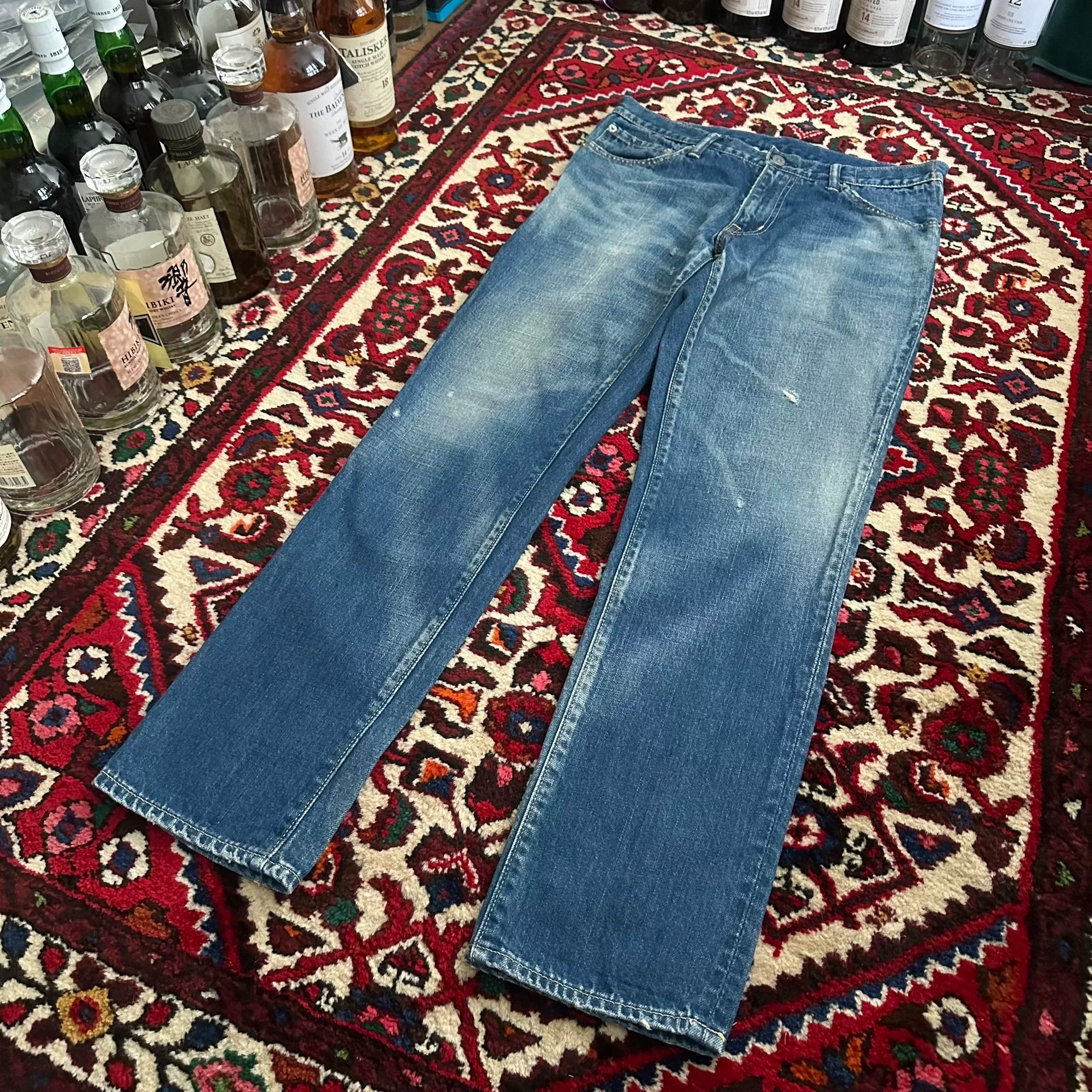 visvim 10AW Yellow Mud Wash Jeans — detail