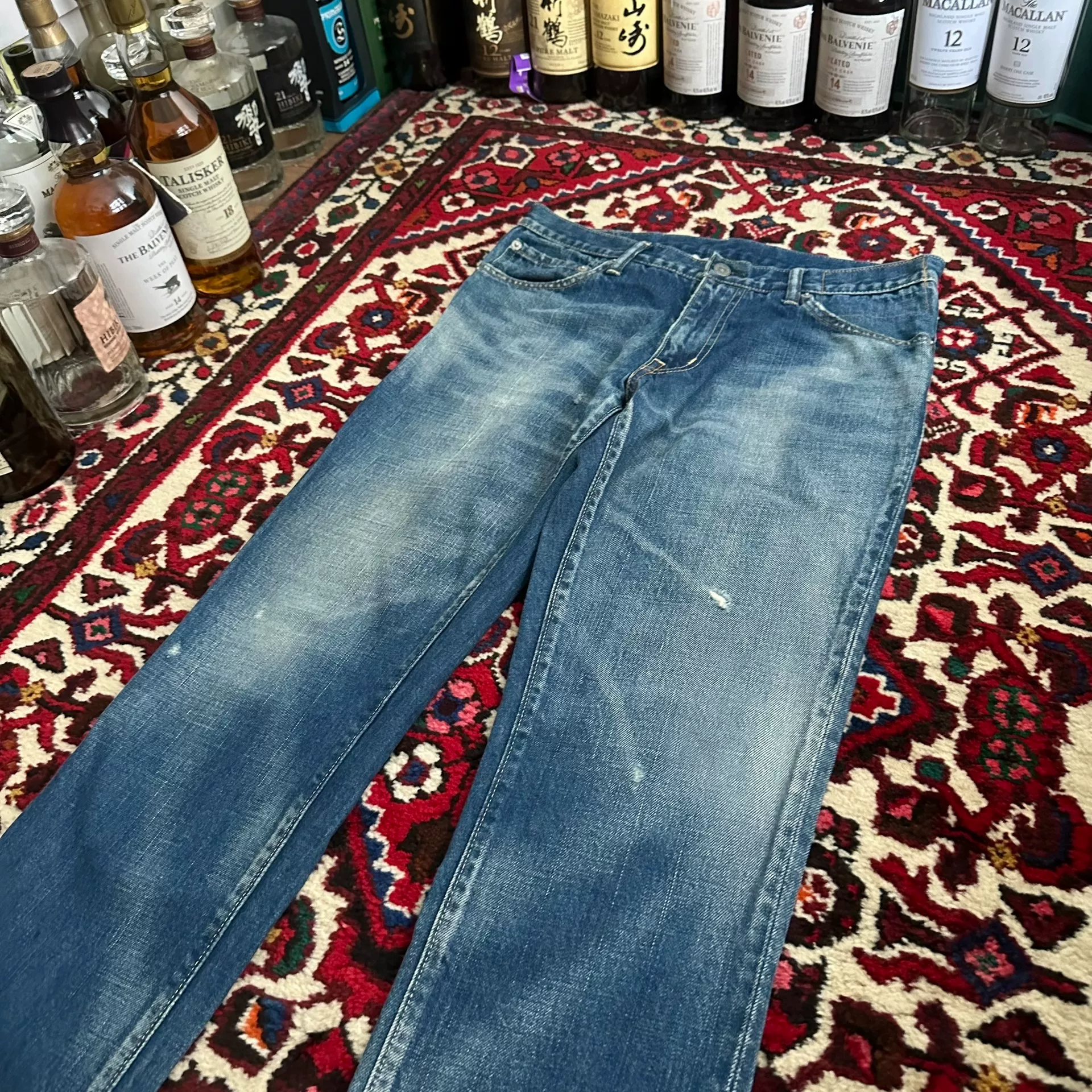 visvim 10AW Yellow Mud Wash Jeans — back