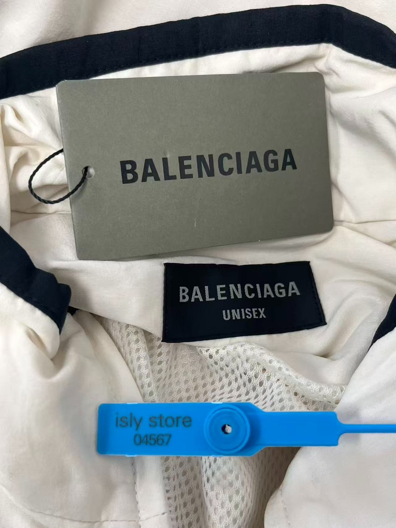 Balenciaga Logo Print Stand Collar Jacket — label