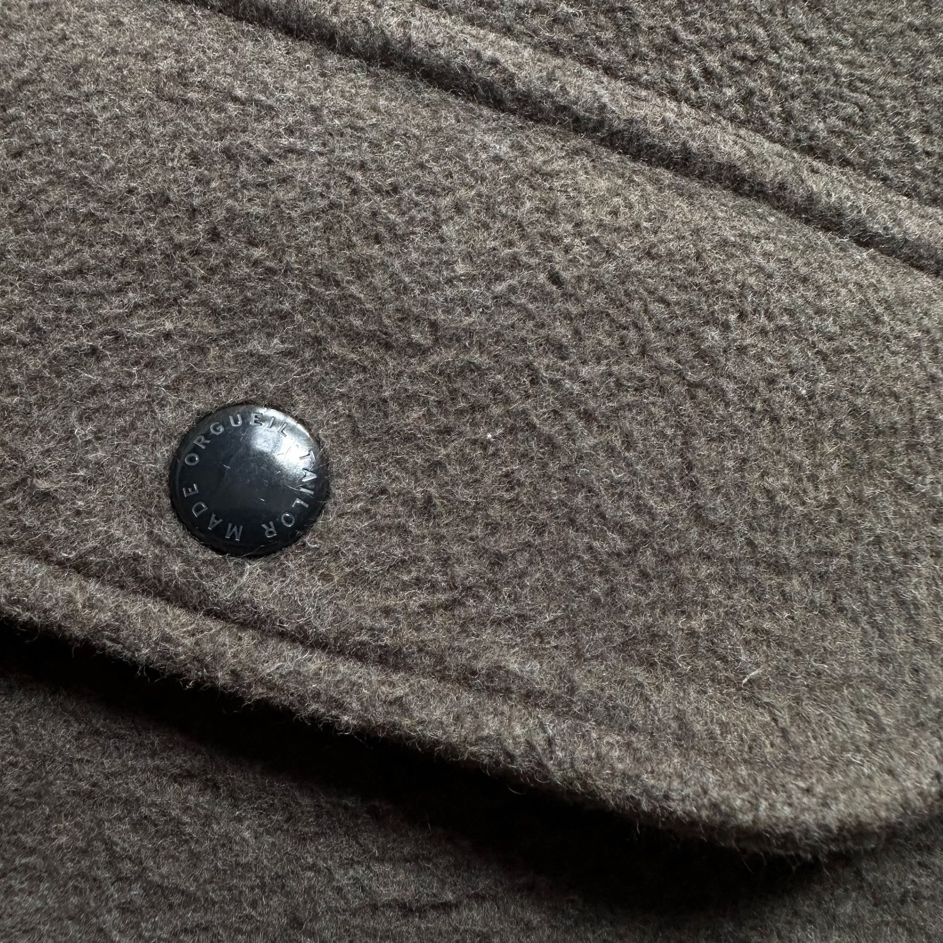 ORGUEIL Olive Green Blanket Jacket — detail