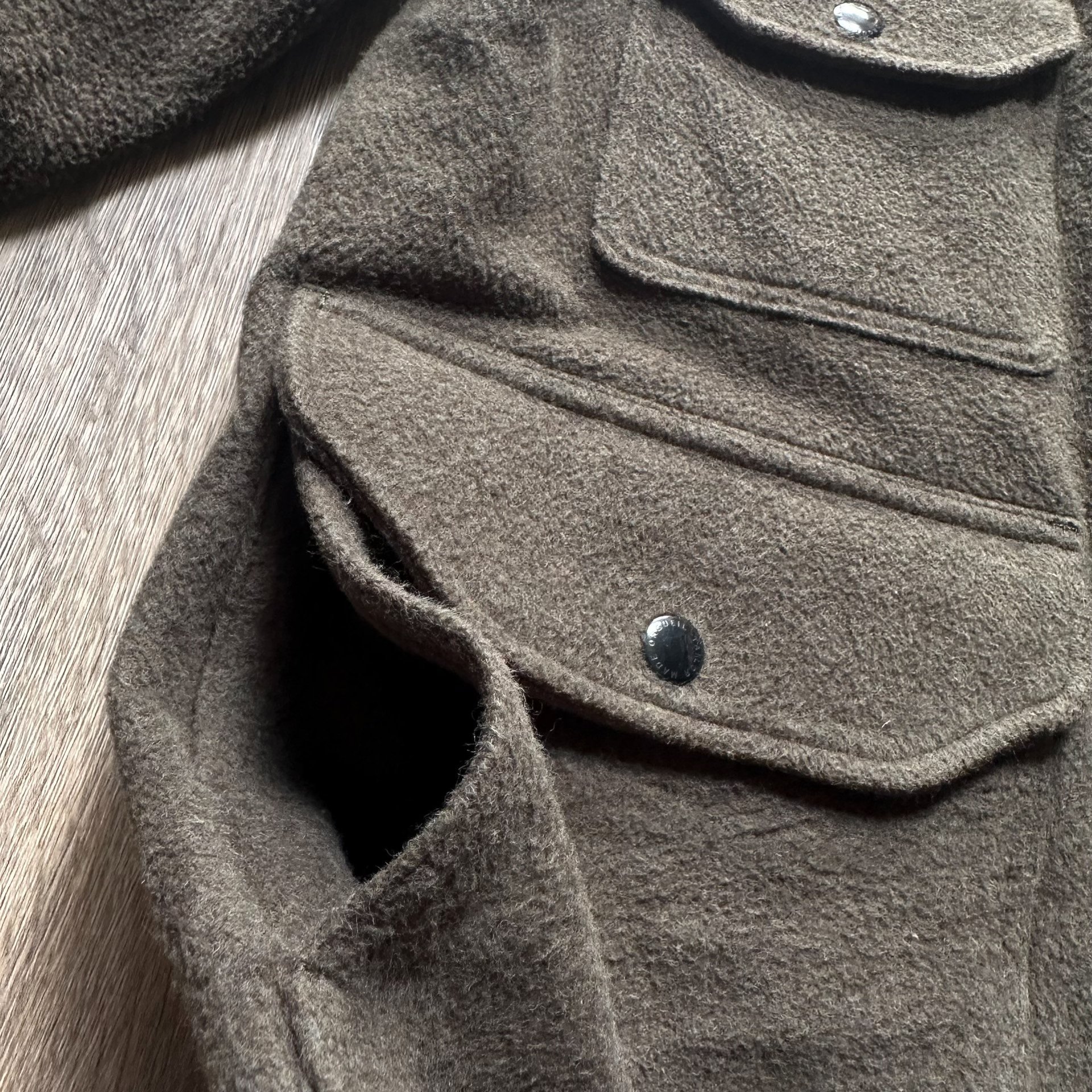 ORGUEIL Olive Green Blanket Jacket — label
