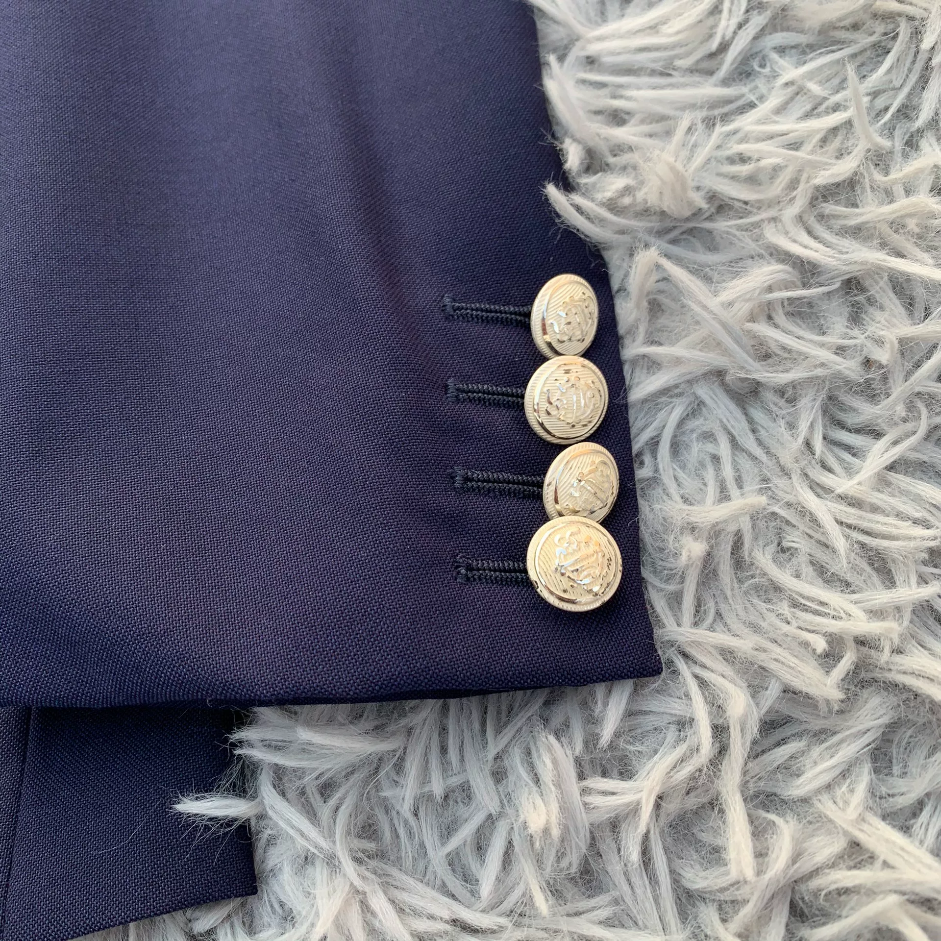 Dior Homme Navy Double-Breasted Blazer — front